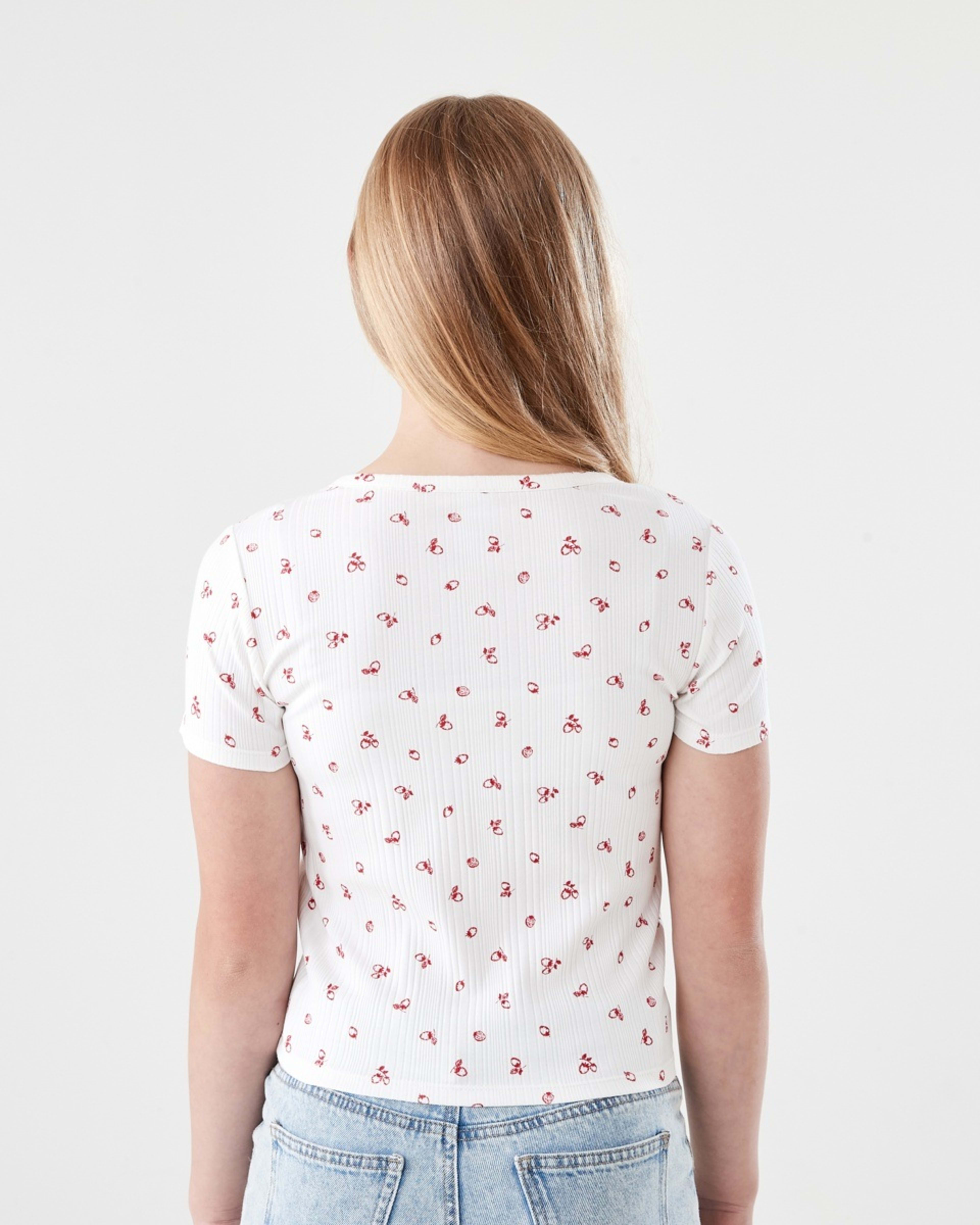 2 Rib Henley T-shirt BERRY SERENADE SNOW WHITE, 2 of 7
