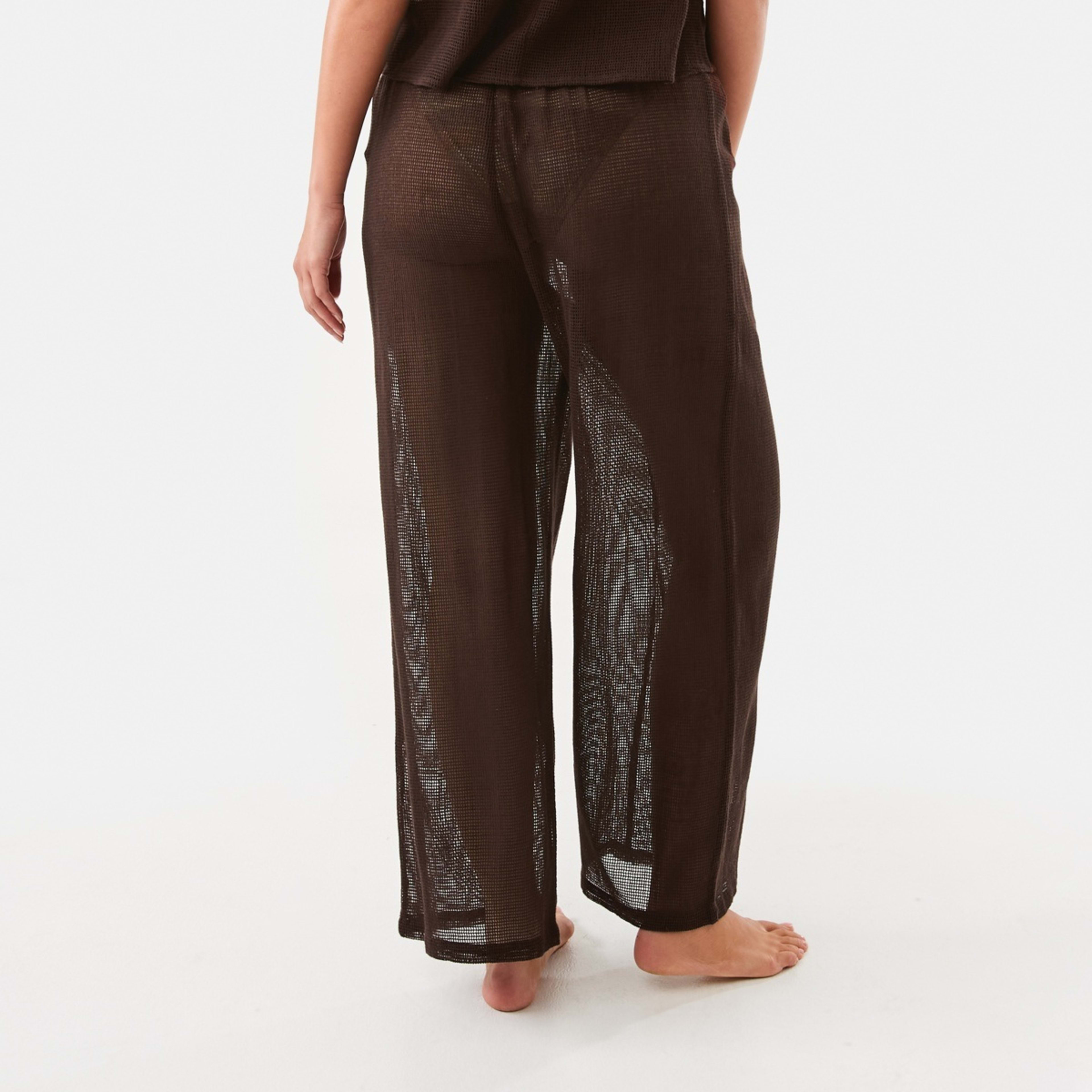 3 Open Mesh Wide Leg Pants Plum Brown, 3 of 6