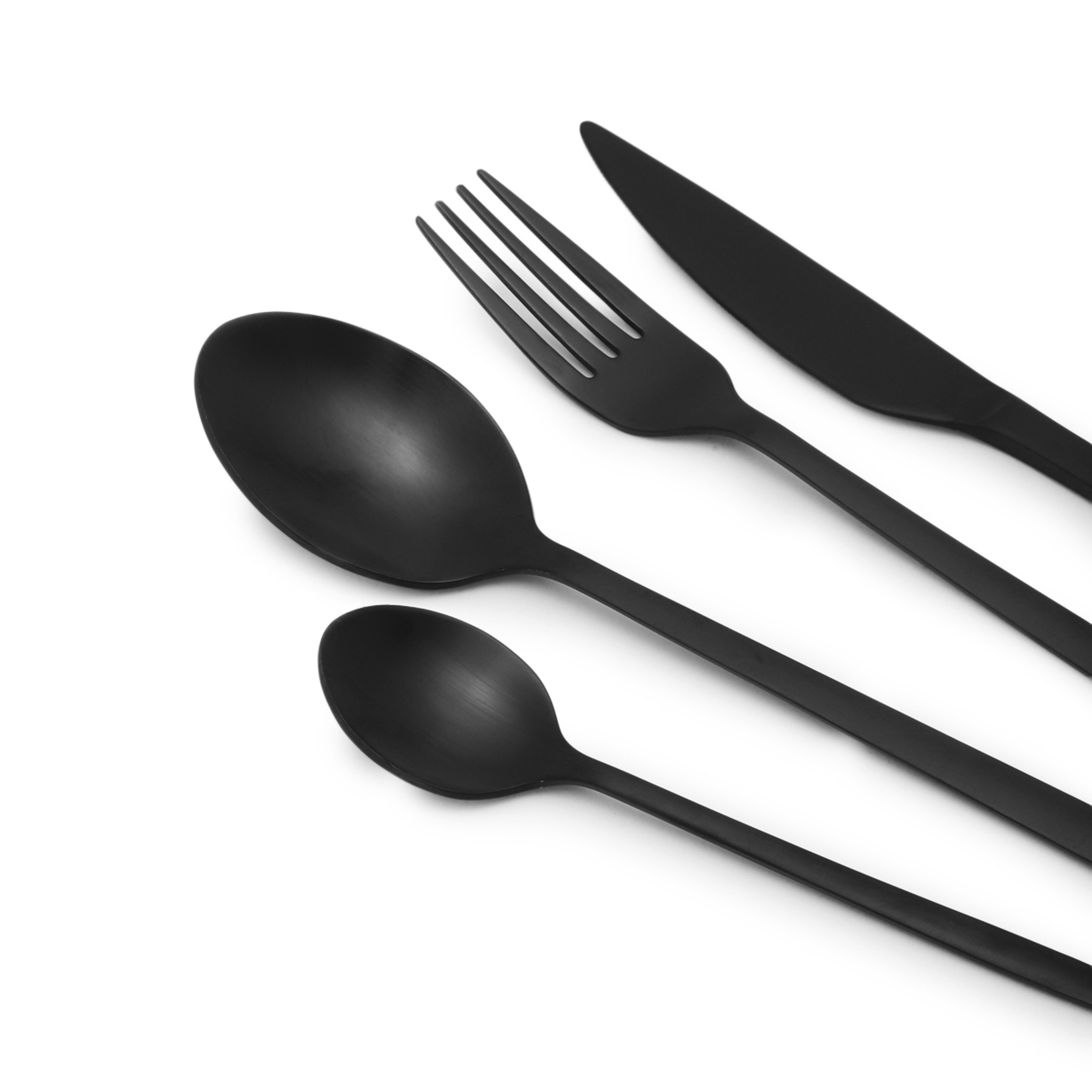 2 16 Piece Matte Black Cutlery Set, 2 of 6