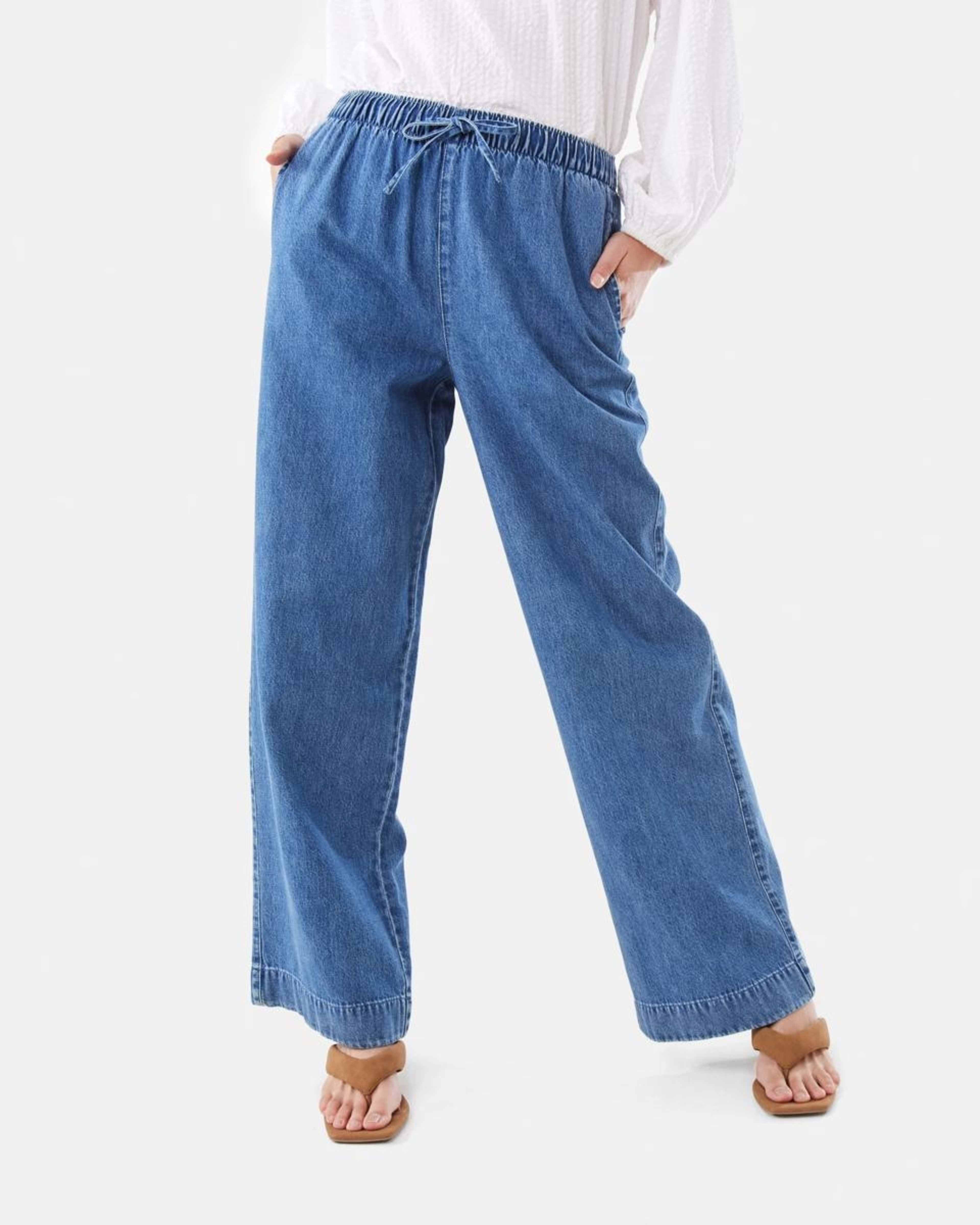 1 Comfort Wide Leg Jeans MID WASH, 1 of 9