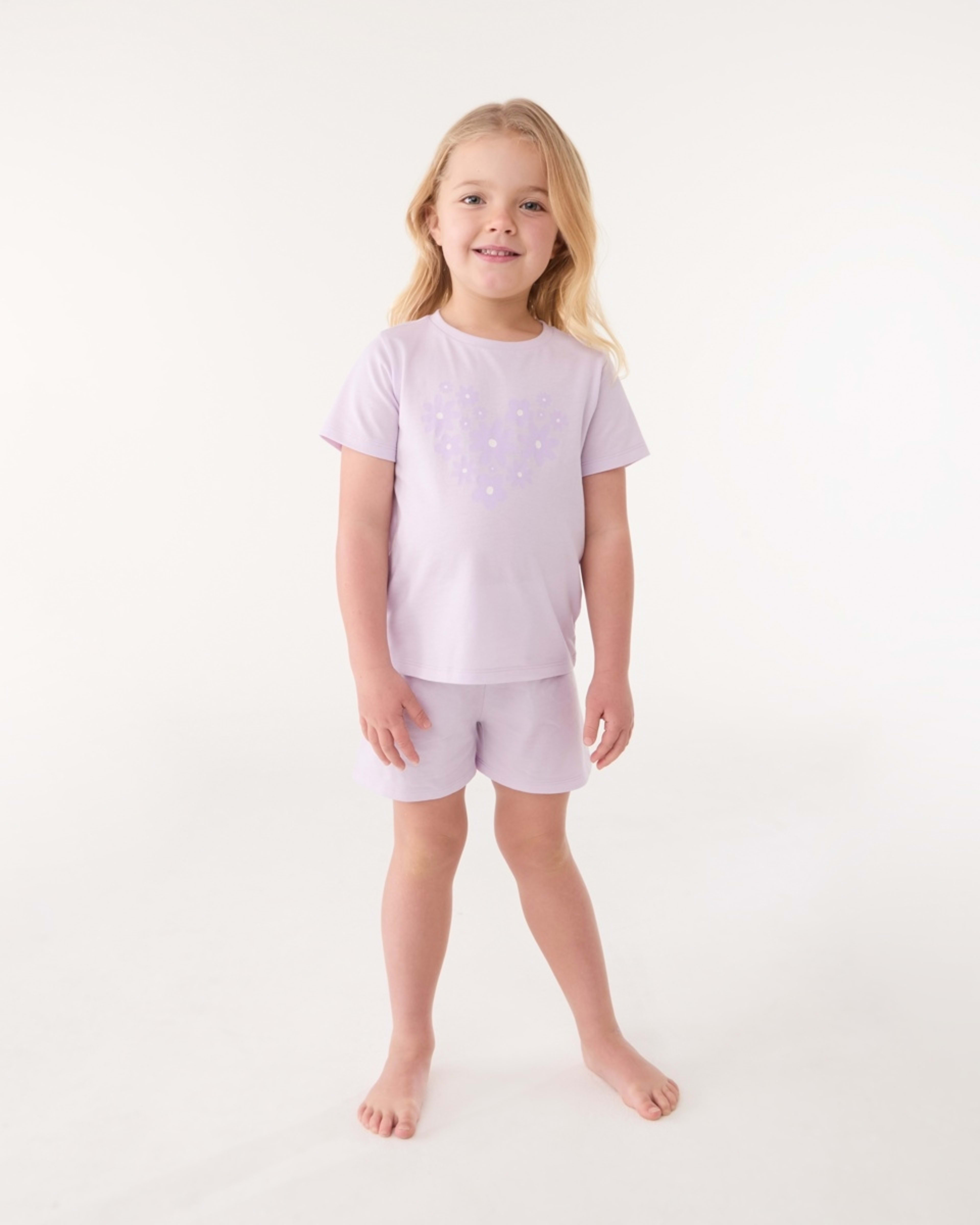 1 Short Sleeve Knit Pyjama Set FLORAL HEART