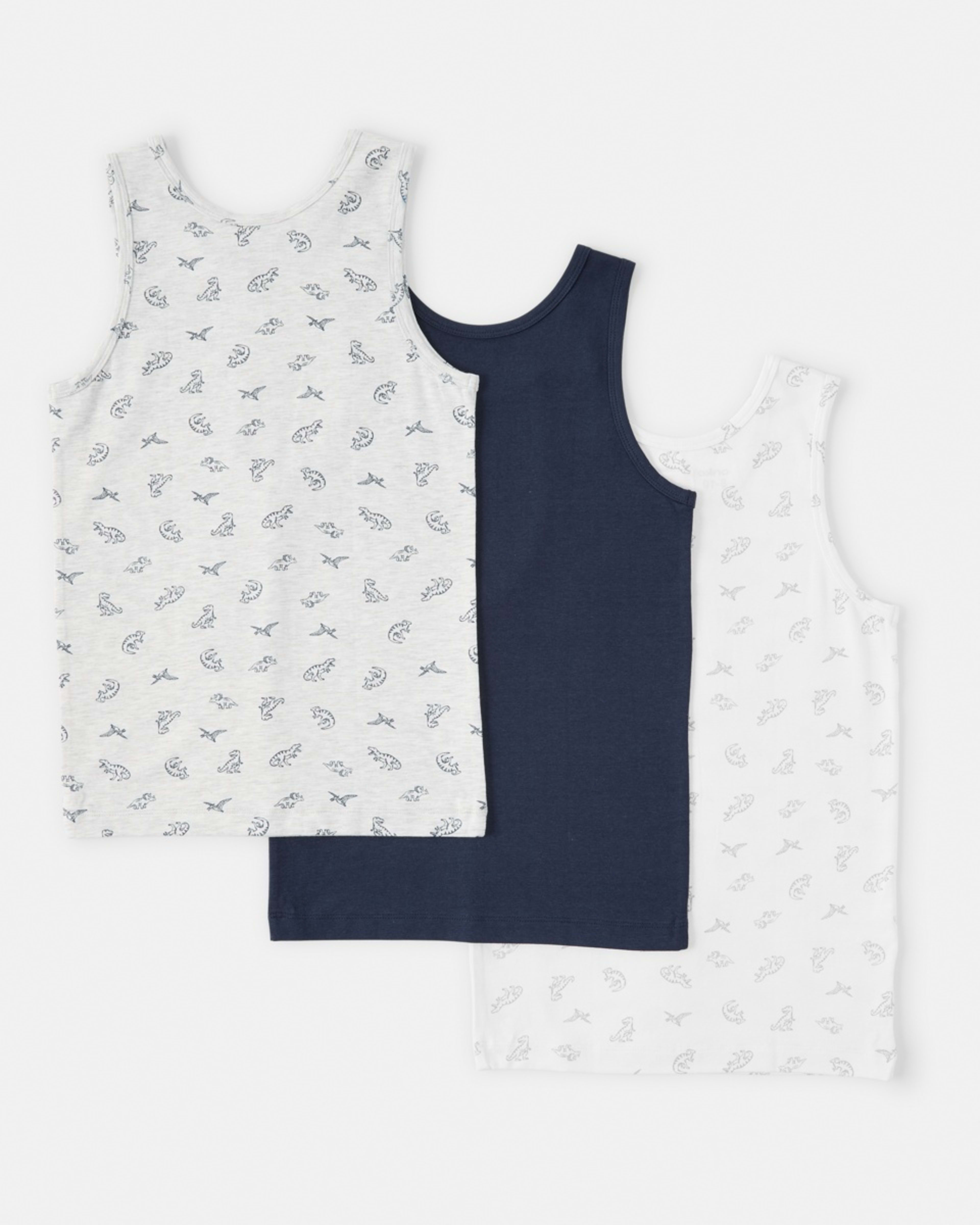2 3 Pack Super Soft Singlets Blu Dino, 2 of 6