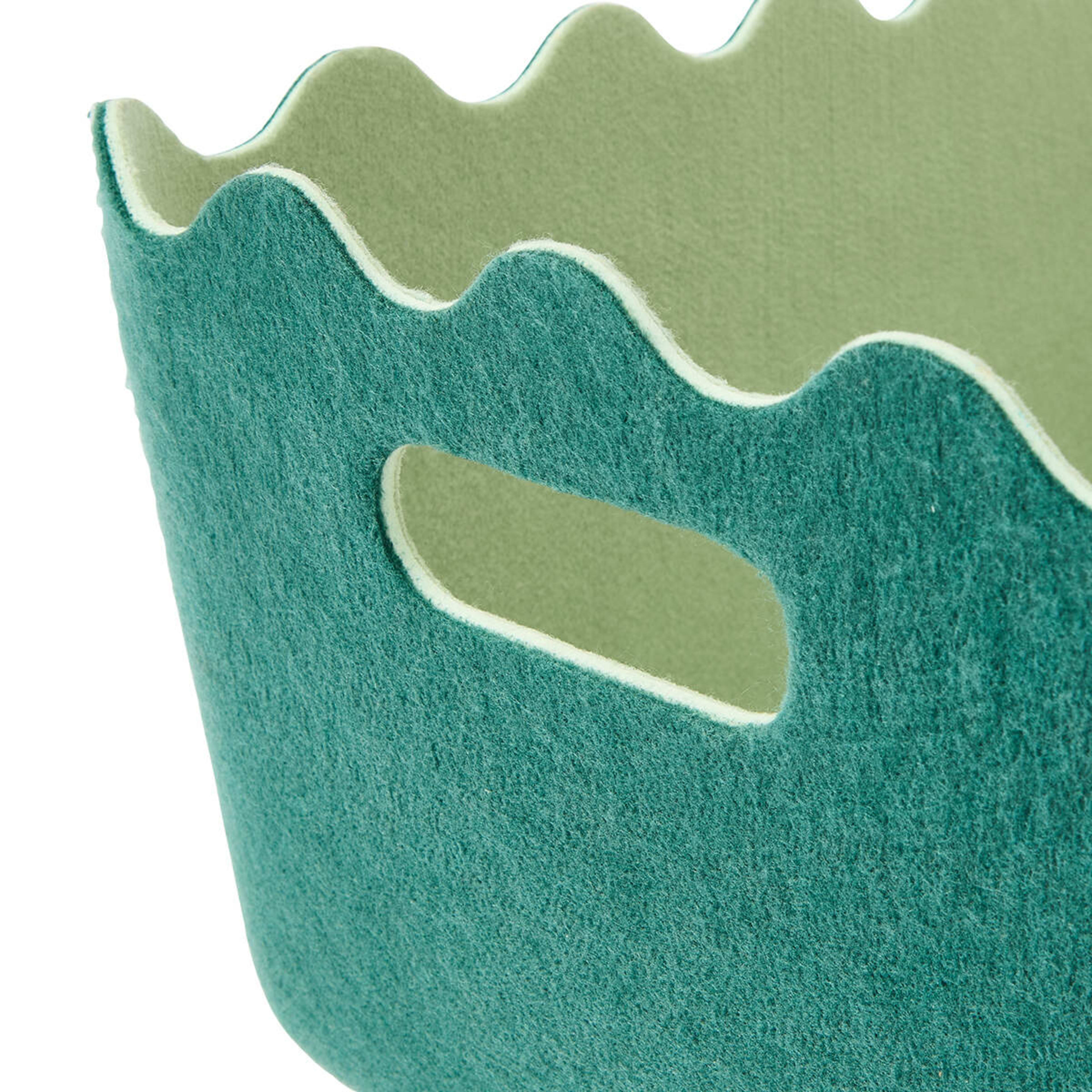 6 Two Tone Wave Felt Basket - Green, 6 of 8