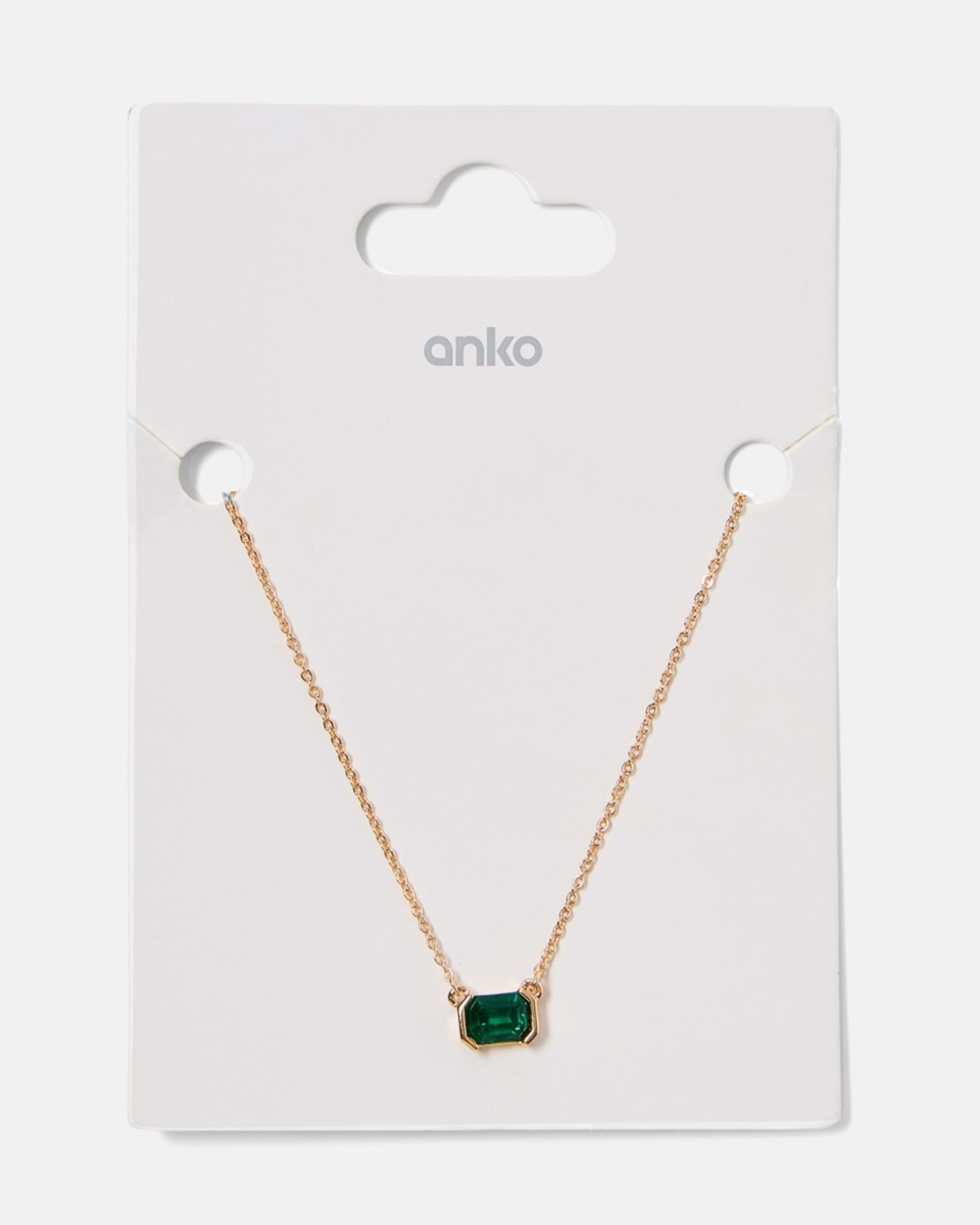 4 Stone Pendant Necklace - Gold Tone and Green GOLD METAL, 4 of 4
