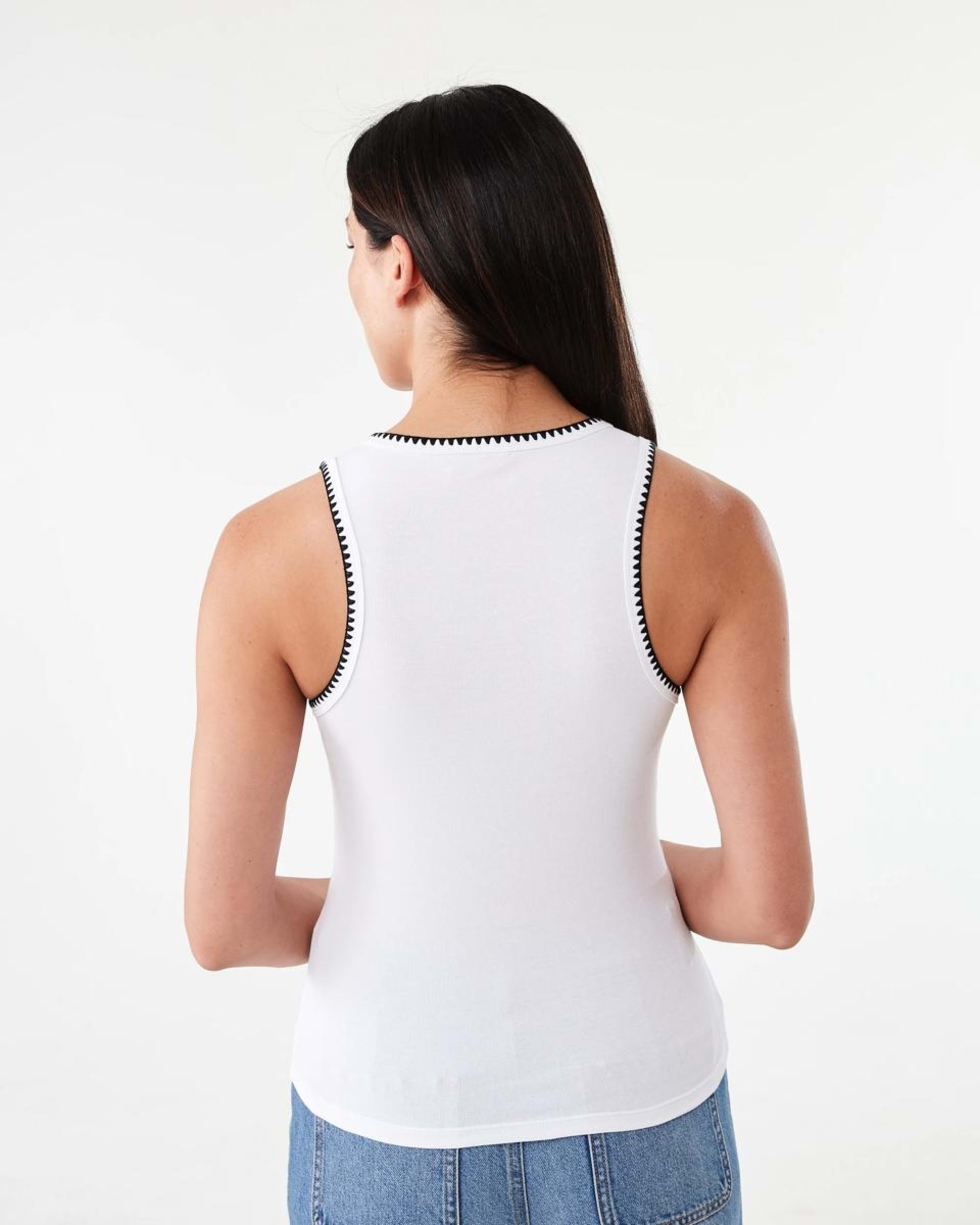 3 Sleeveless Whip Stitch Tank White, 3 of 5