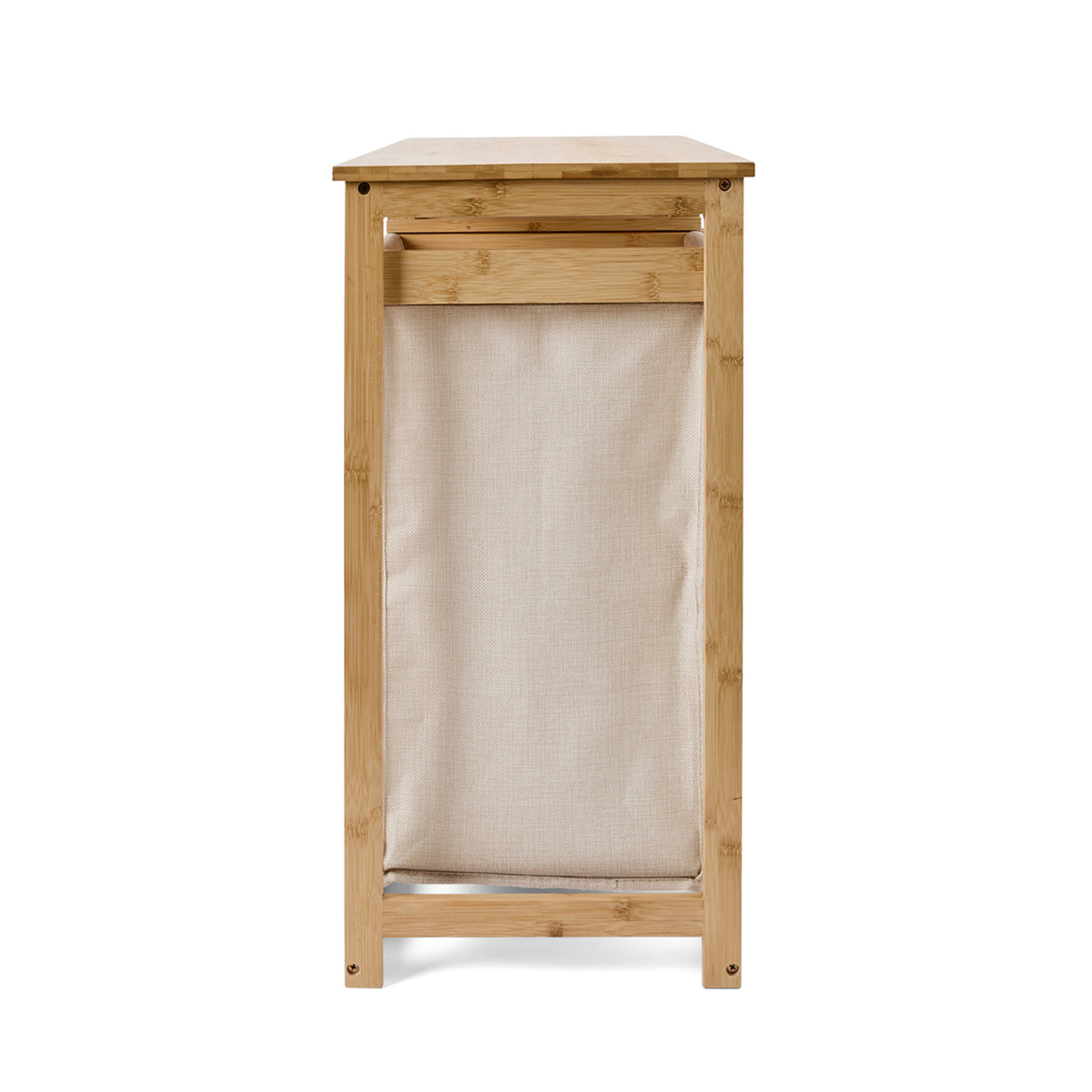 5 Bamboo and Linen Look Hamper with 3 Drawers, 5 of 8