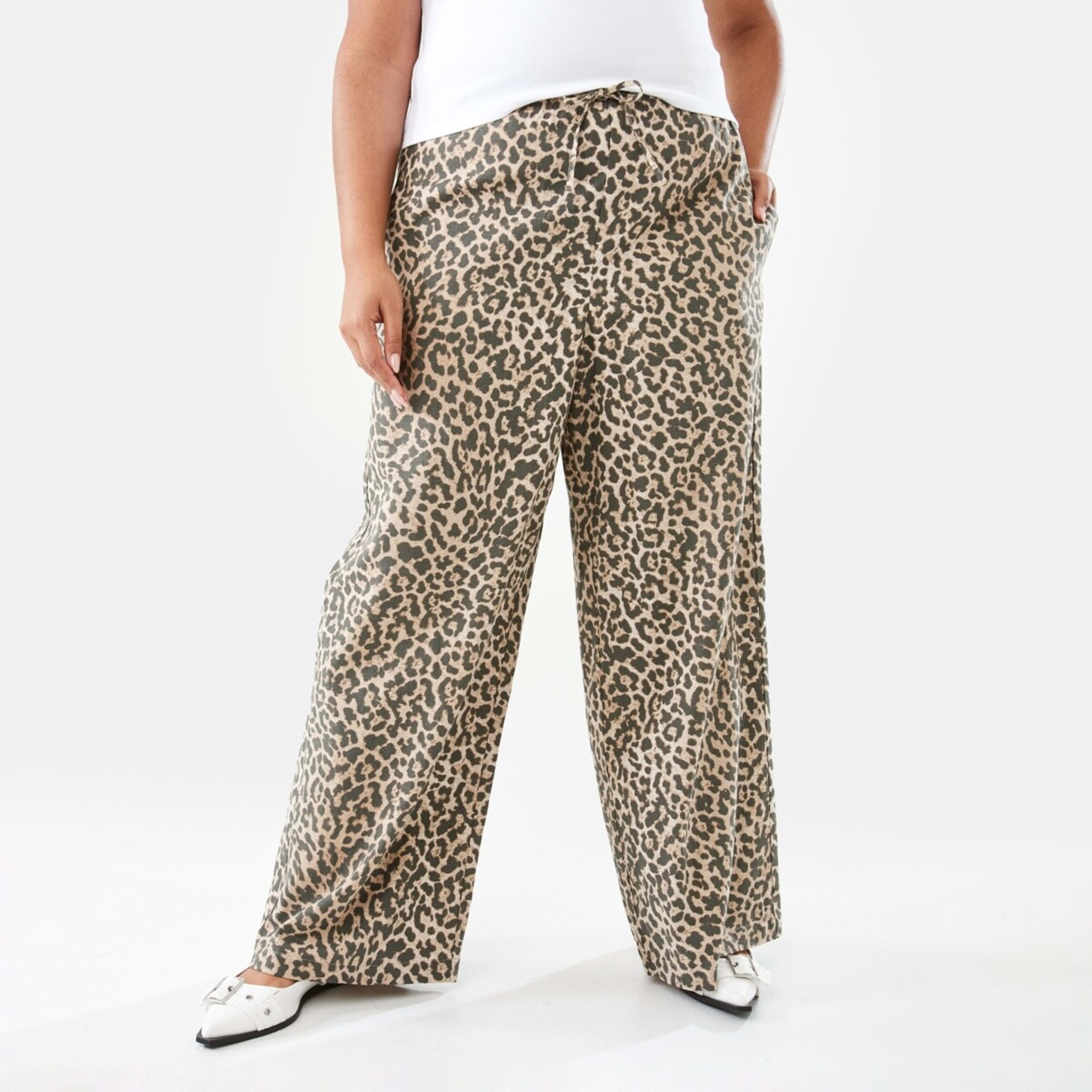3 Linen Blend Wide Leg Pants Leopard, 3 of 10