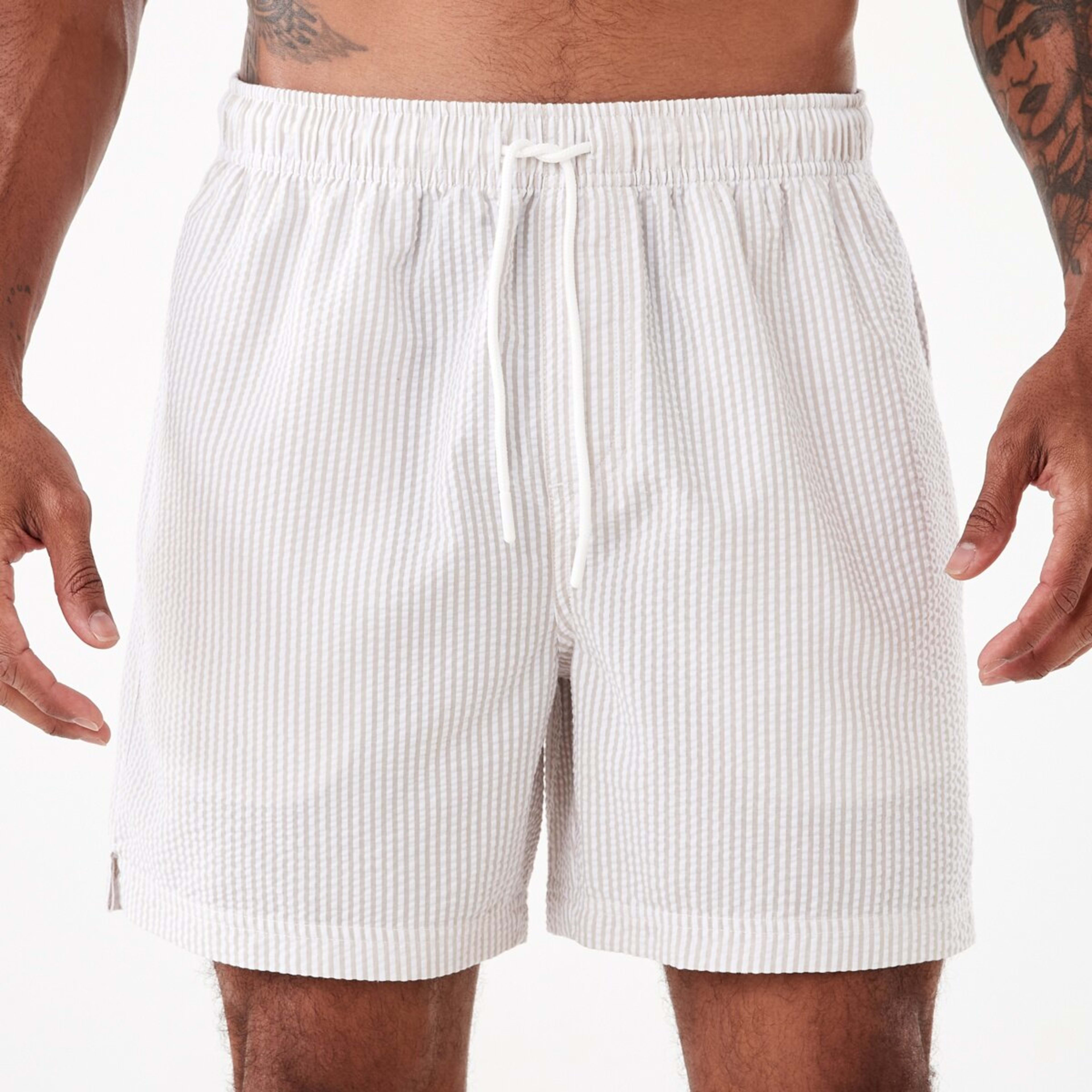 1 Seersucker Boardshorts Beige Stripe, 1 of 7