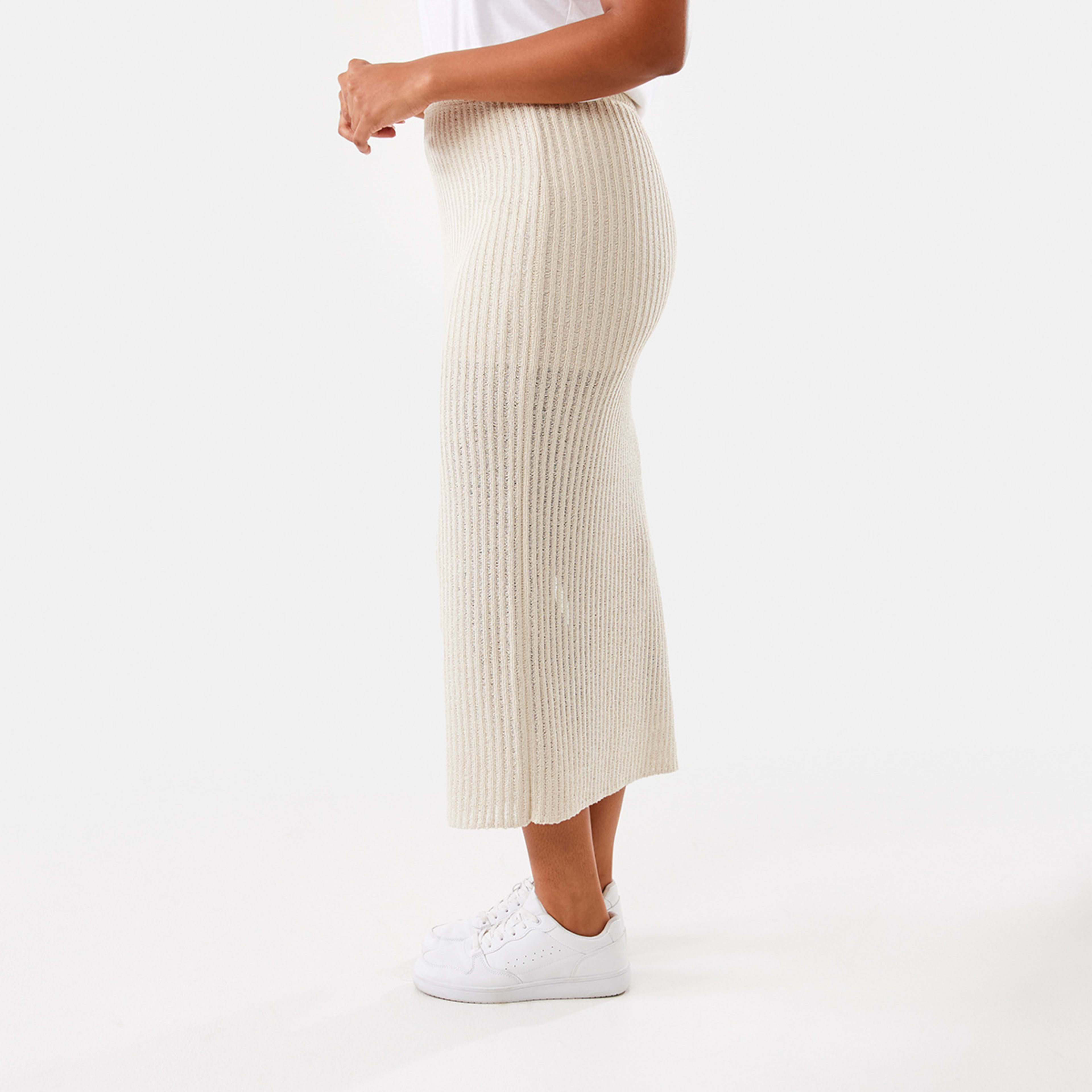 2 Textured Knit Skirt Natural Beige, 2 of 5