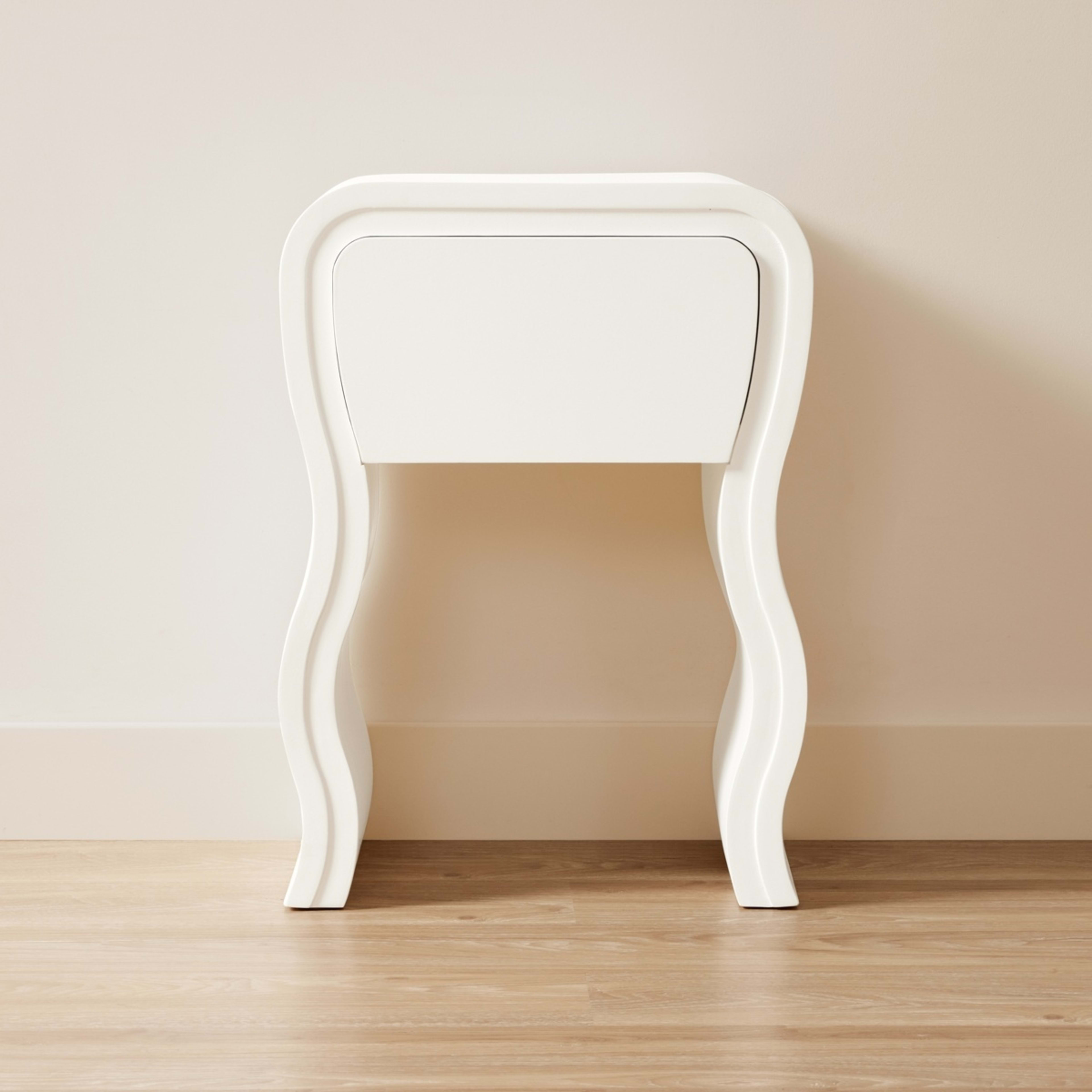 2 Wavy Bedside Table - White, 2 of 6