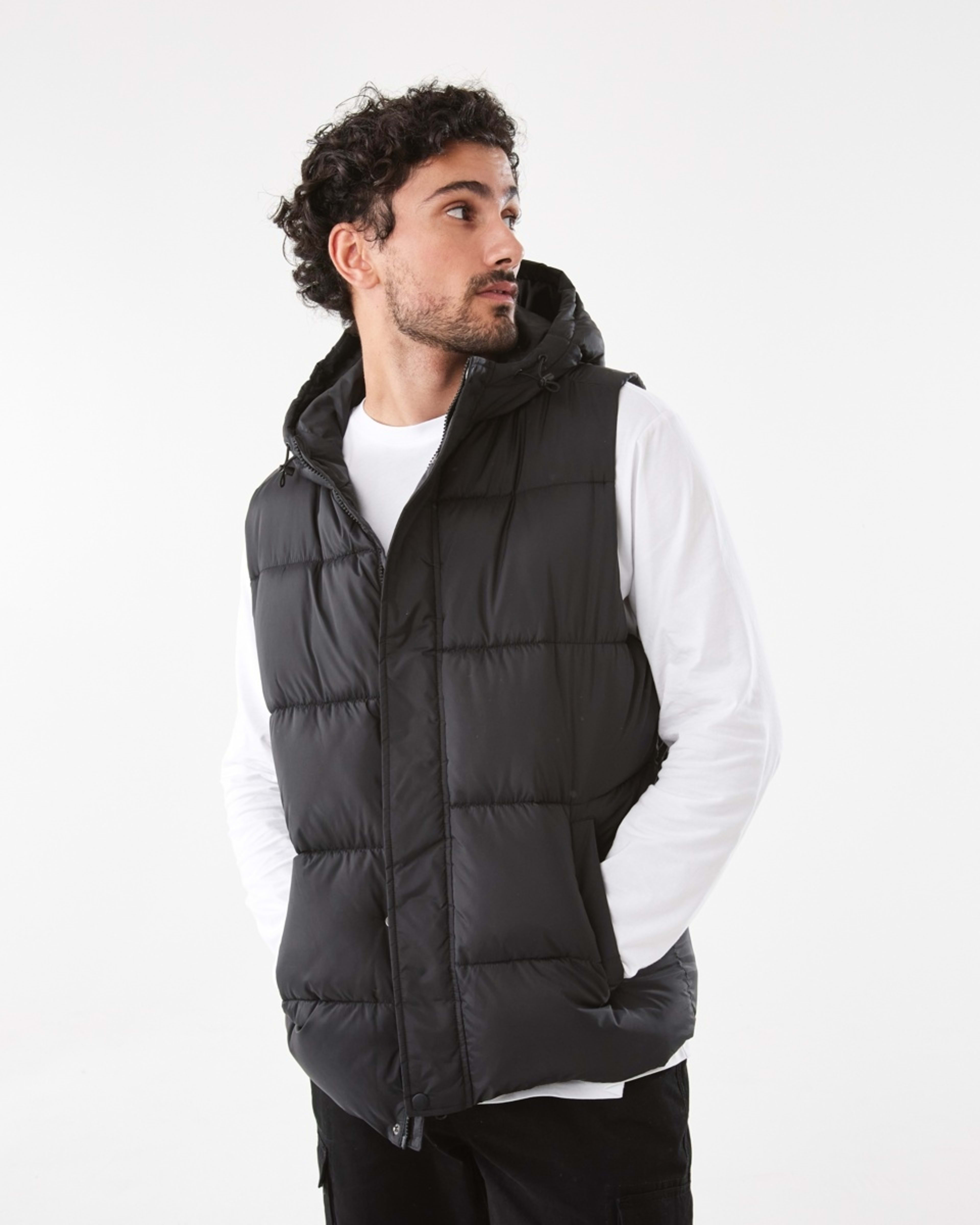 1 Hooded Puffer Vest Black, 1 of 7