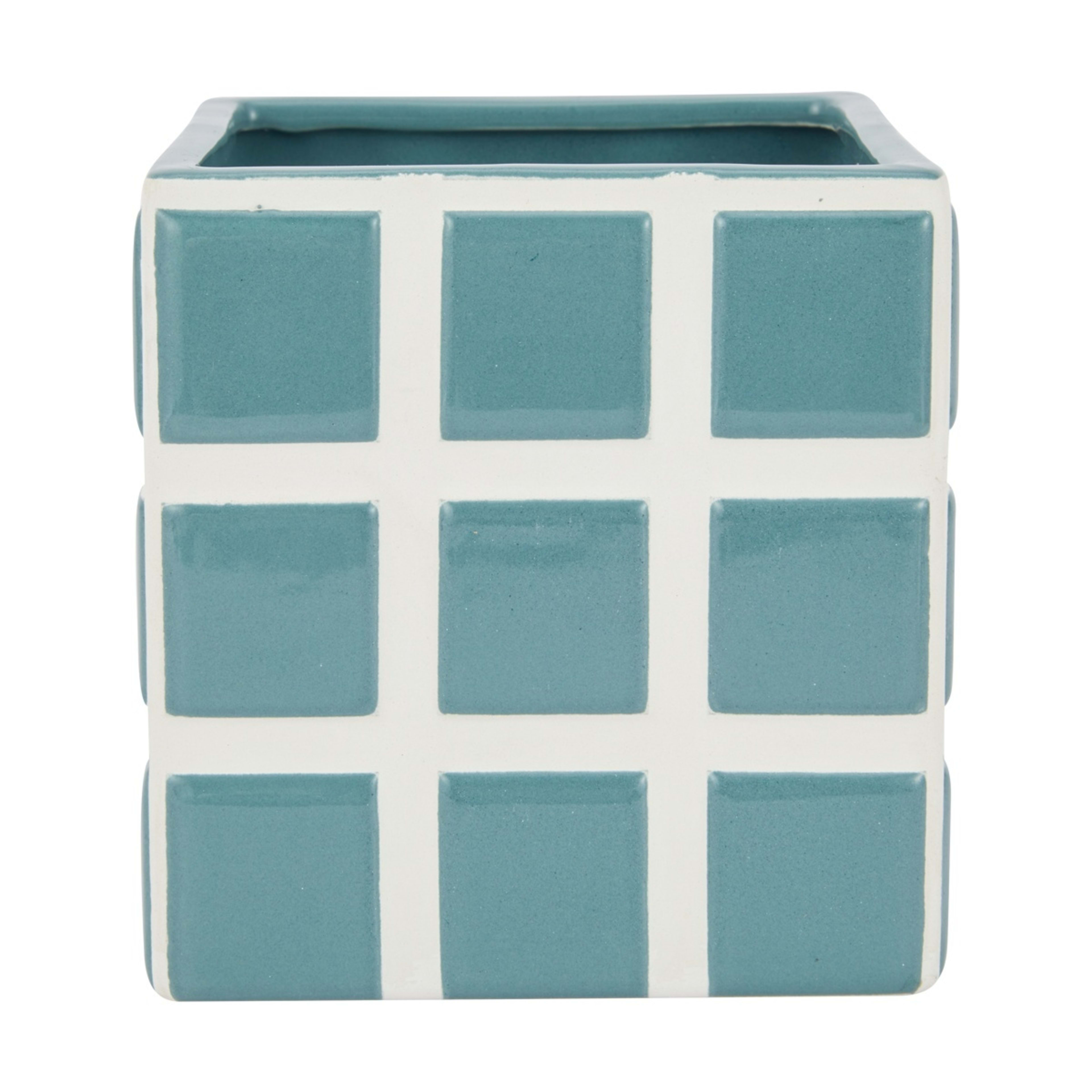1 Square Check Ceramic Pot, 1 of 4