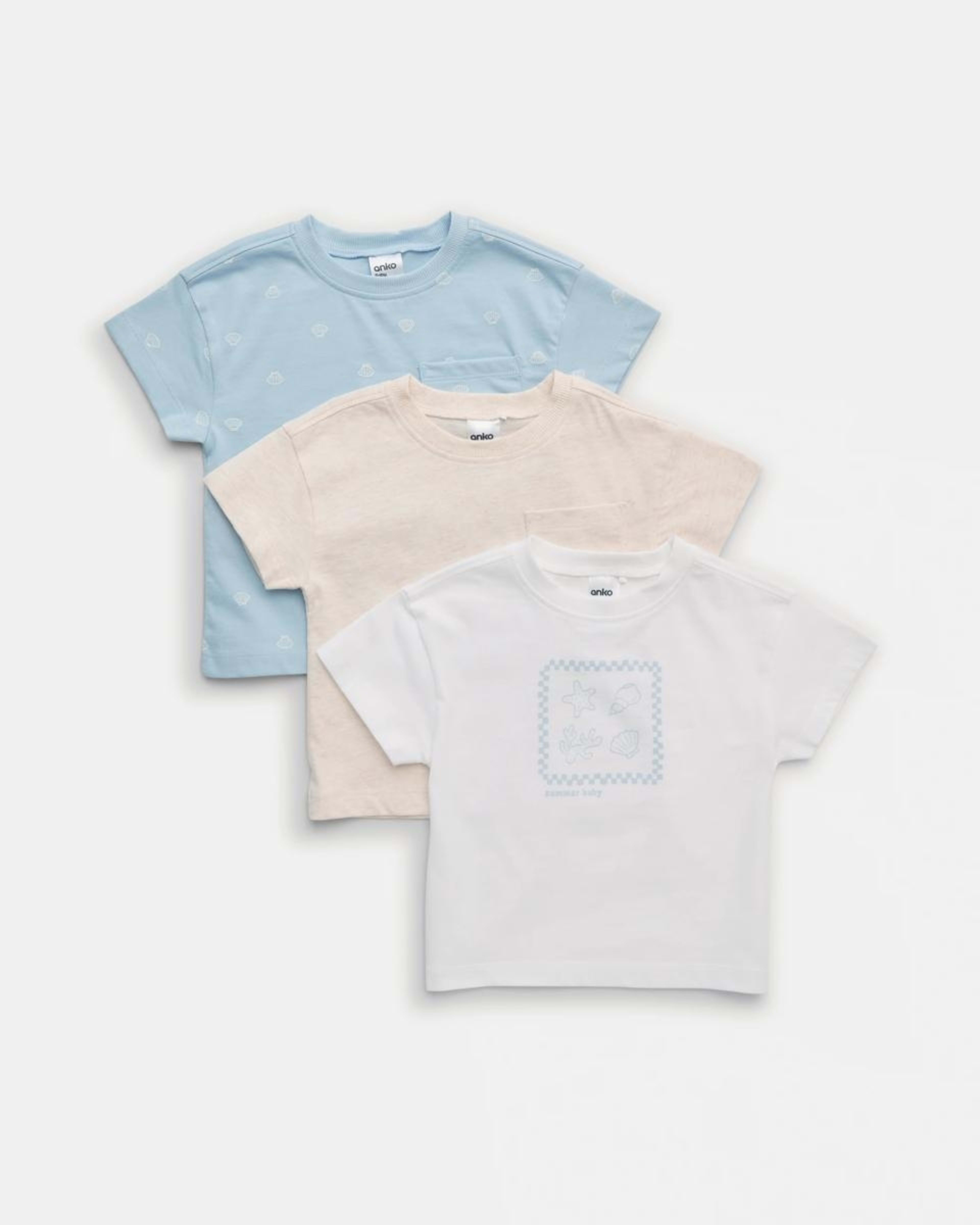 1 3 Pack Short Sleeve T-shirt Blu Shell, 1 of 5