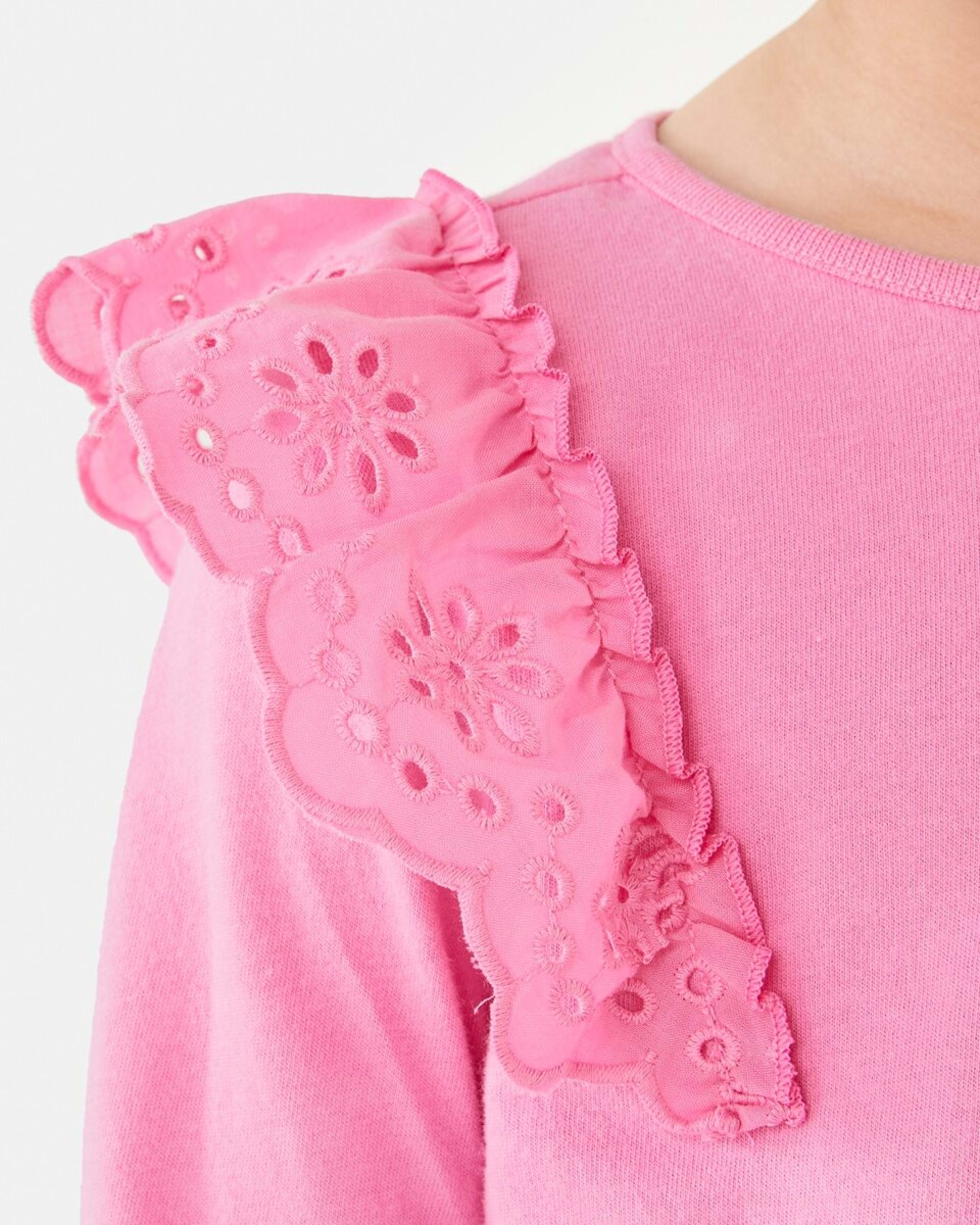 4 Broderie Trim Top Aurora Pink, 4 of 8