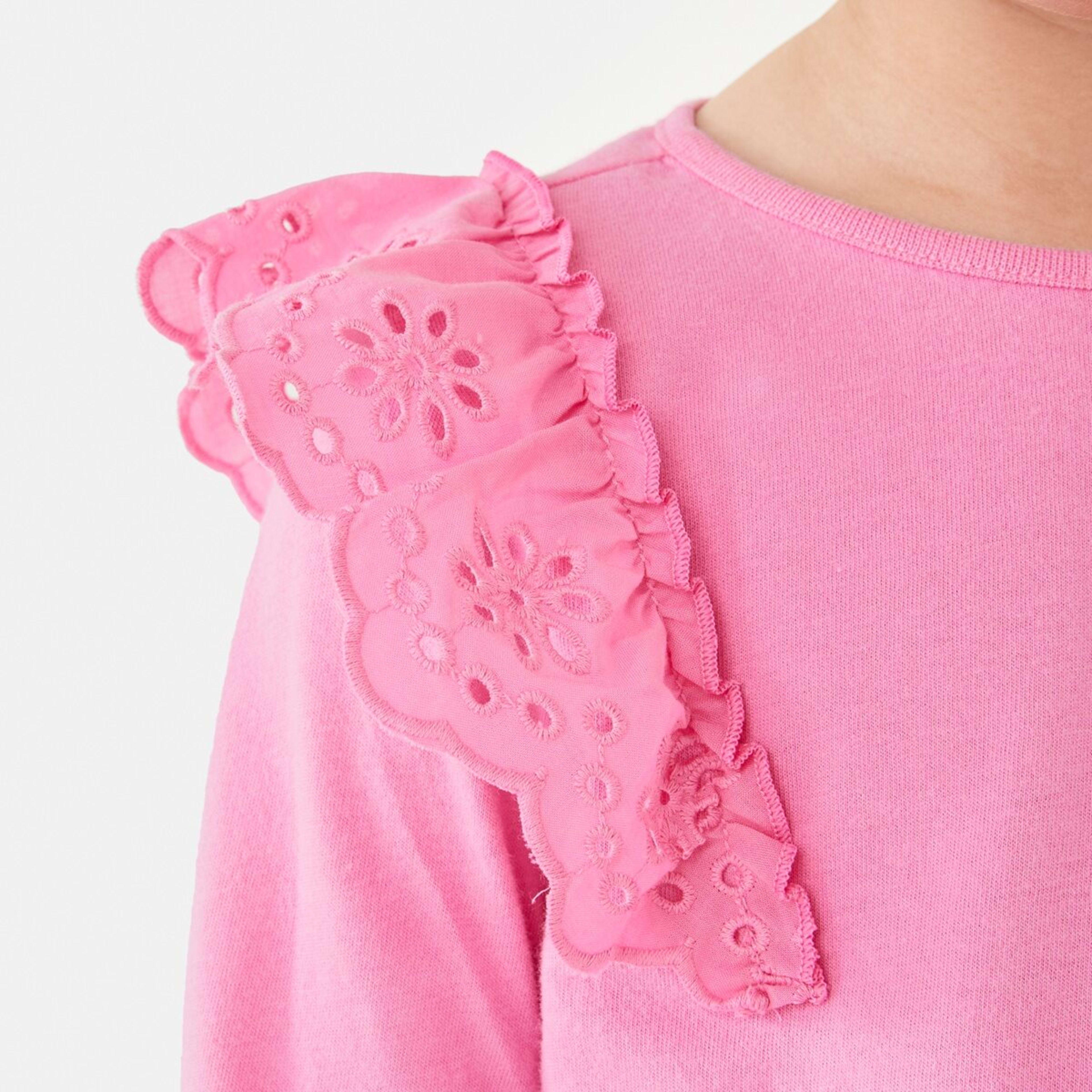 4 Broderie Trim Top Aurora Pink, 4 of 8