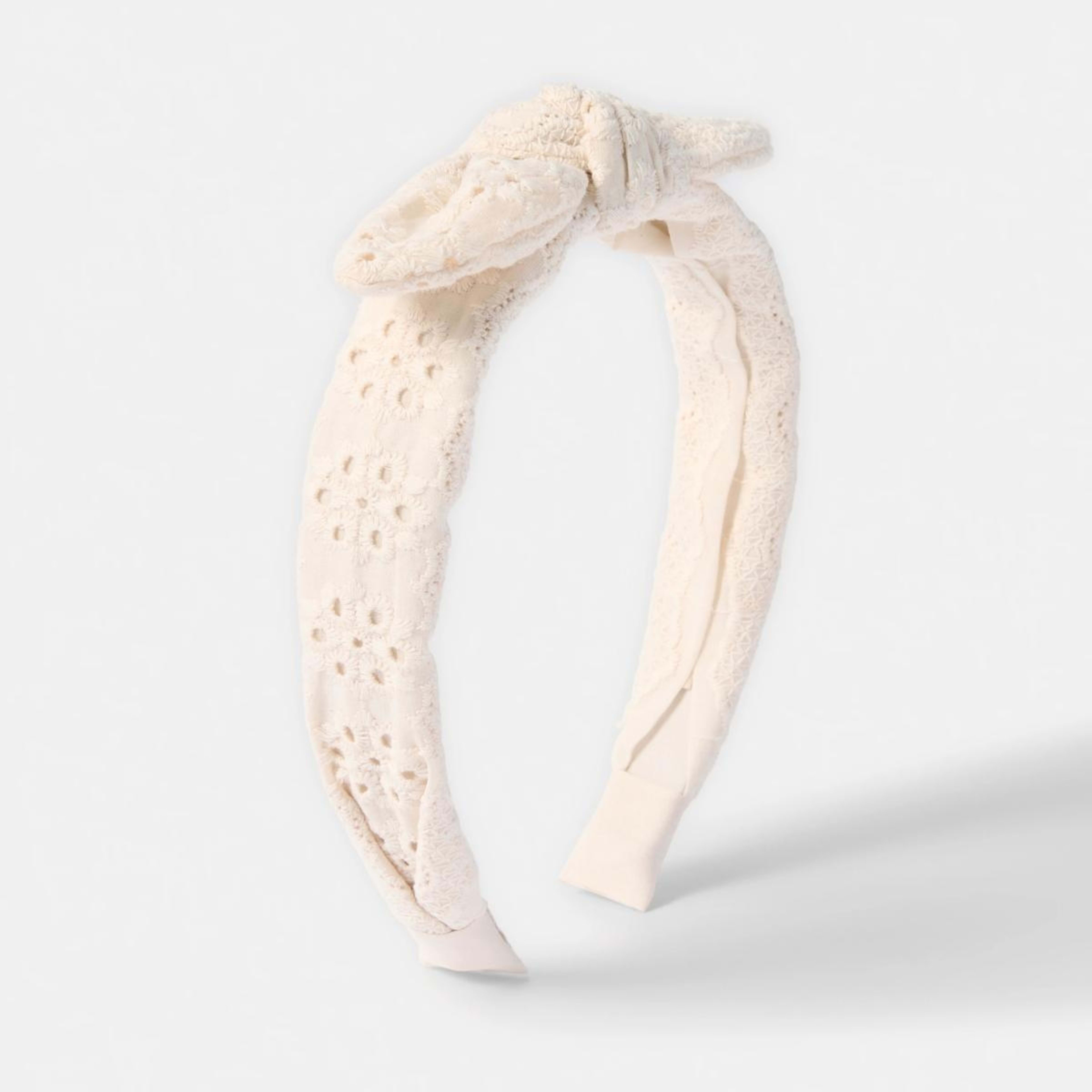 2 Broderie Bow Headband - White, 2 of 4