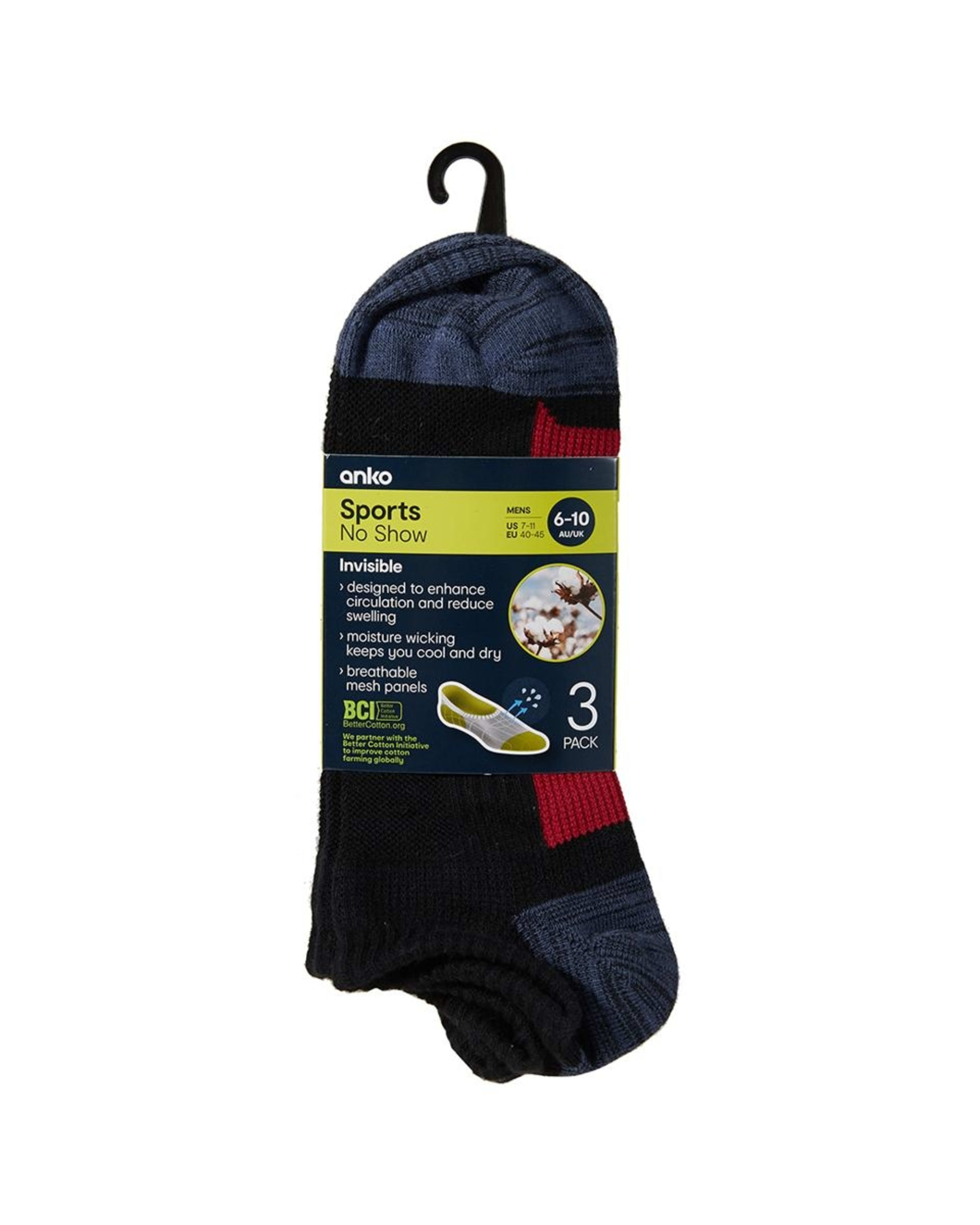 3 Pack No Show Performance Socks Kmart NZ