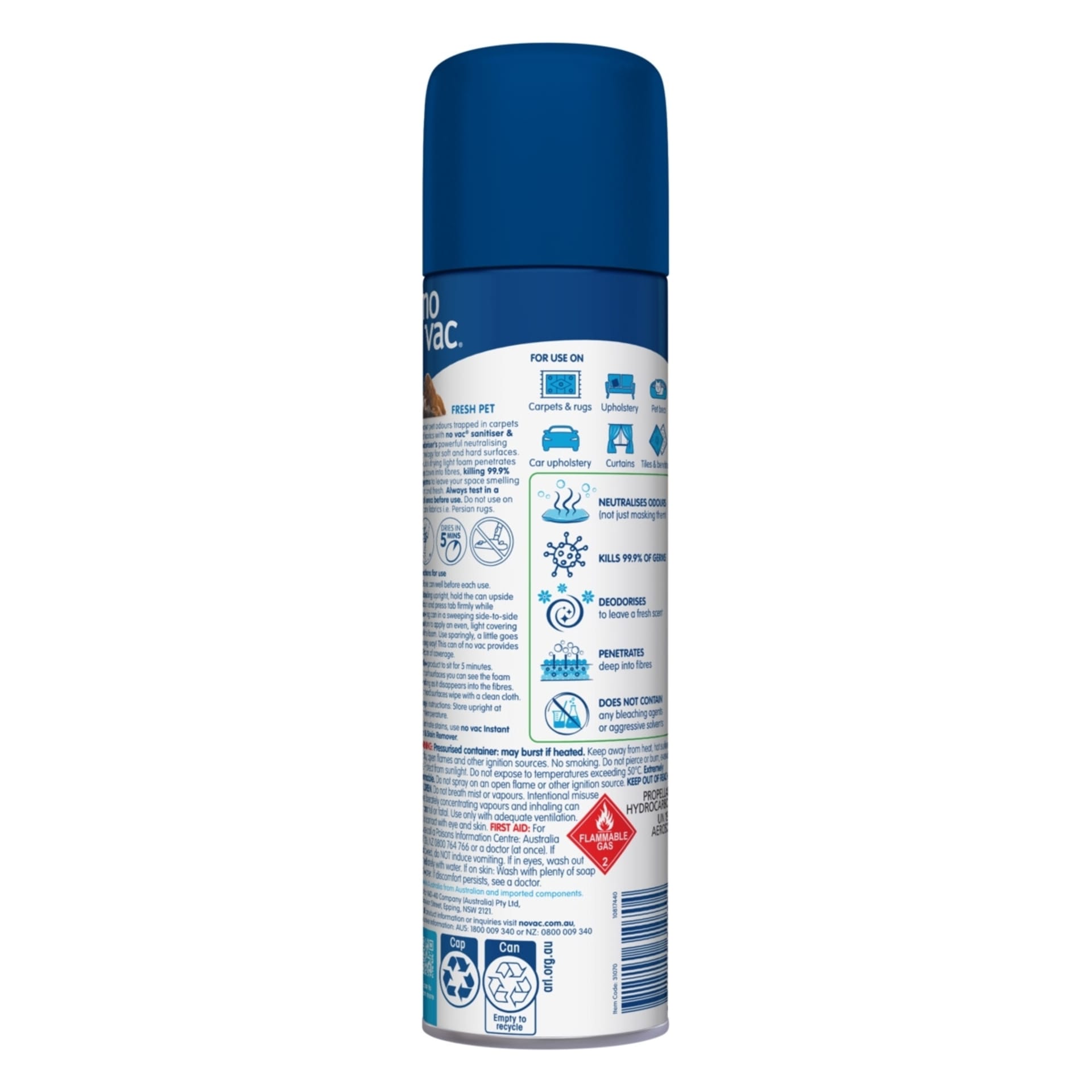 No Vac Fresh Pet Foaming Sanitiser and Deodoriser 418g Kmart