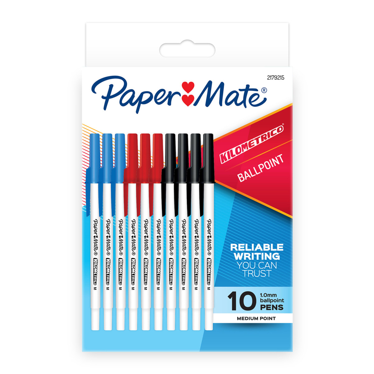 10 Pack Paper Mate Kilometrico Ballpoint Pens Multi Colour Kmart