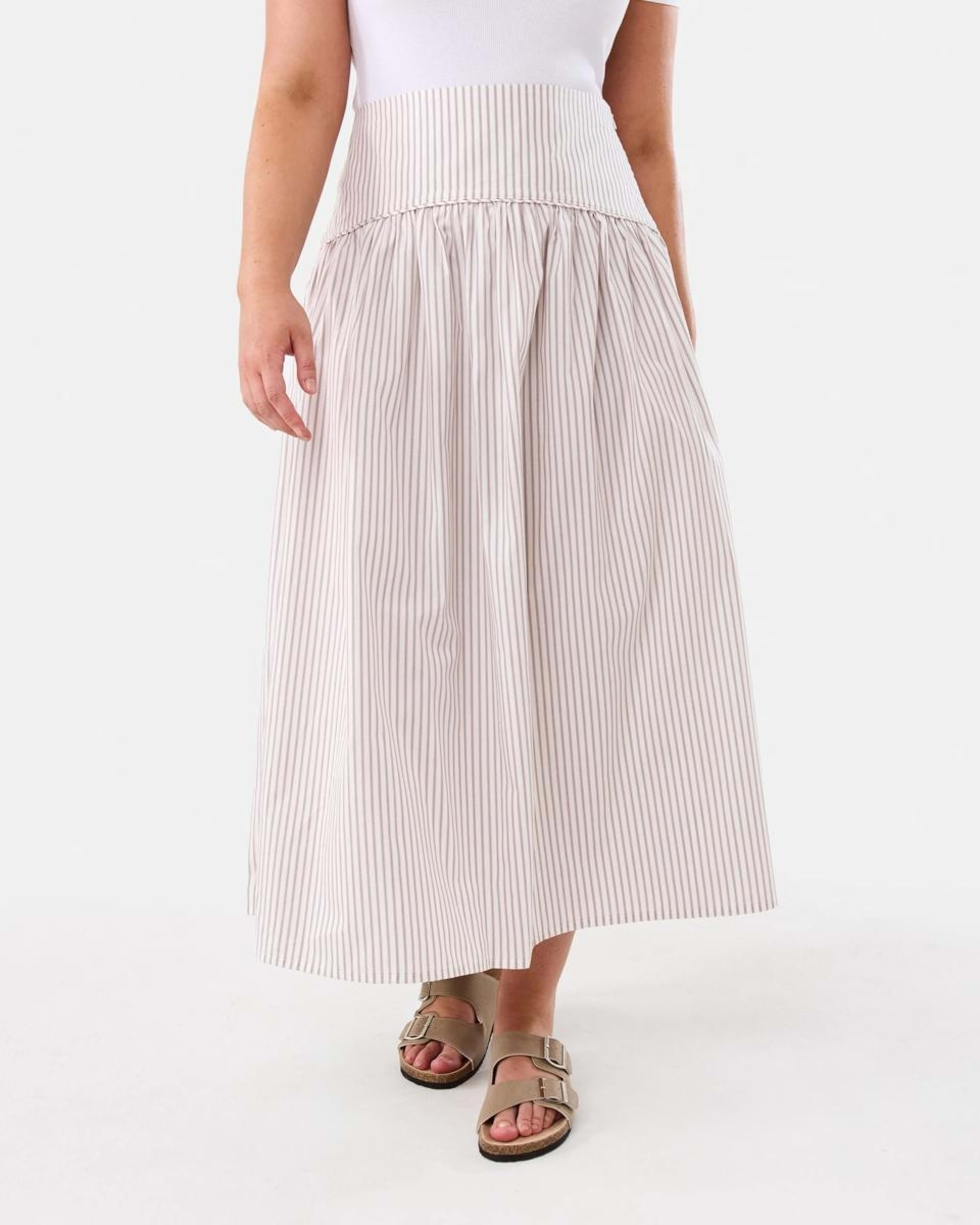 1 Yoke Maxi Skirt Mxd Stripe, 1 of 5