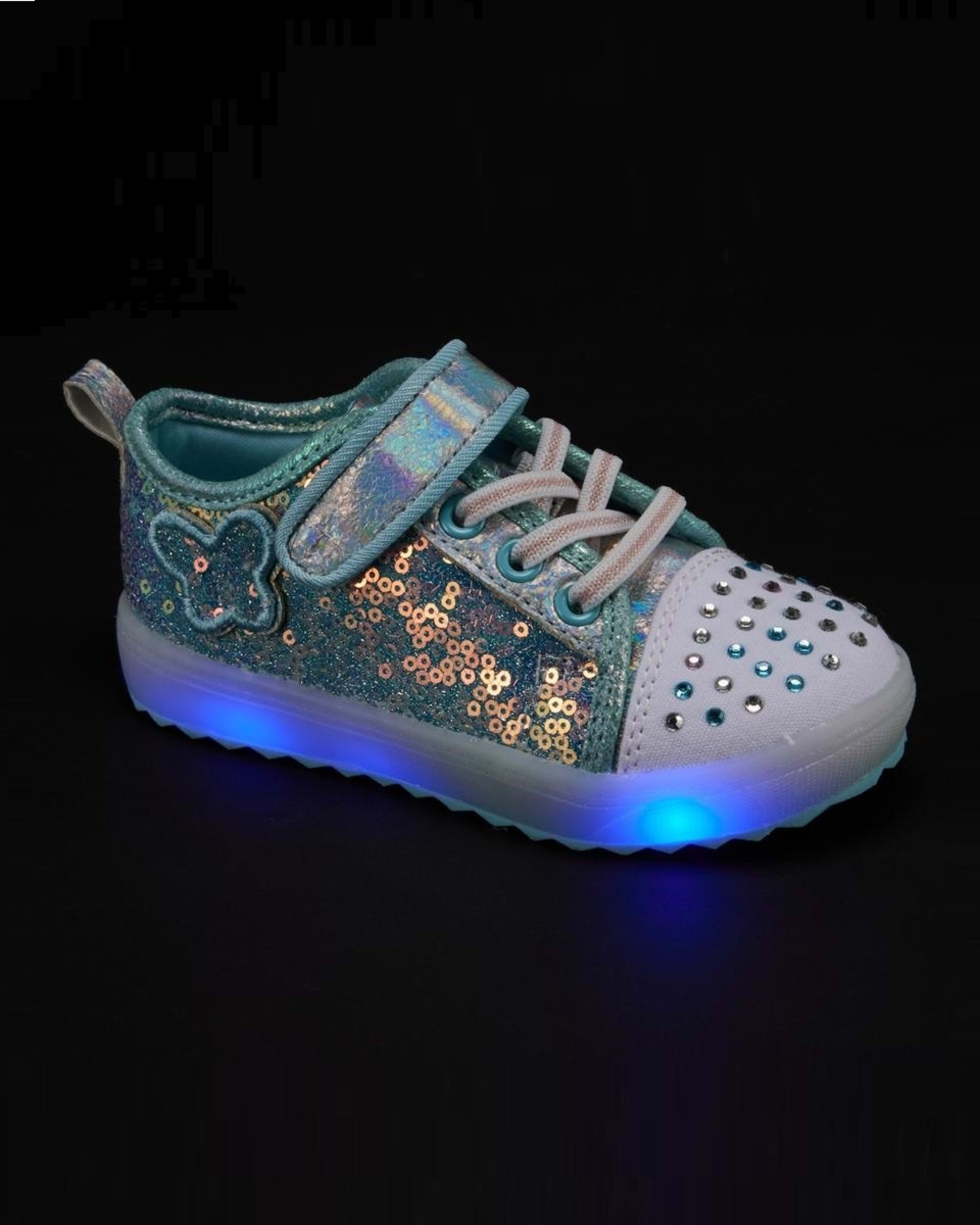 2 Junior Light-up Casual Shoes Sequin Blue Pink, 2 of 6