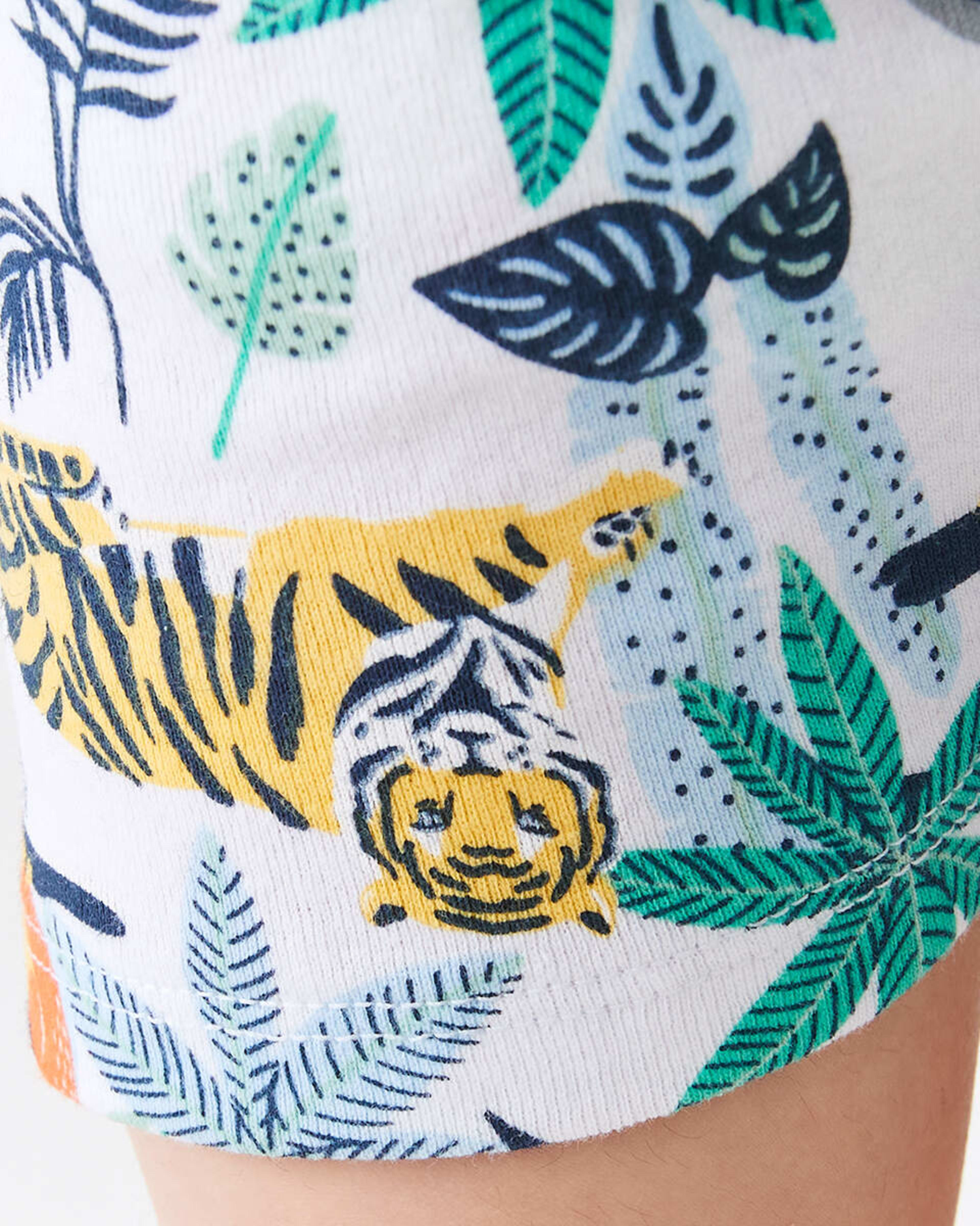 4 Short Sleeve Rib Knit Pyjama Set Multijungl, 4 of 10