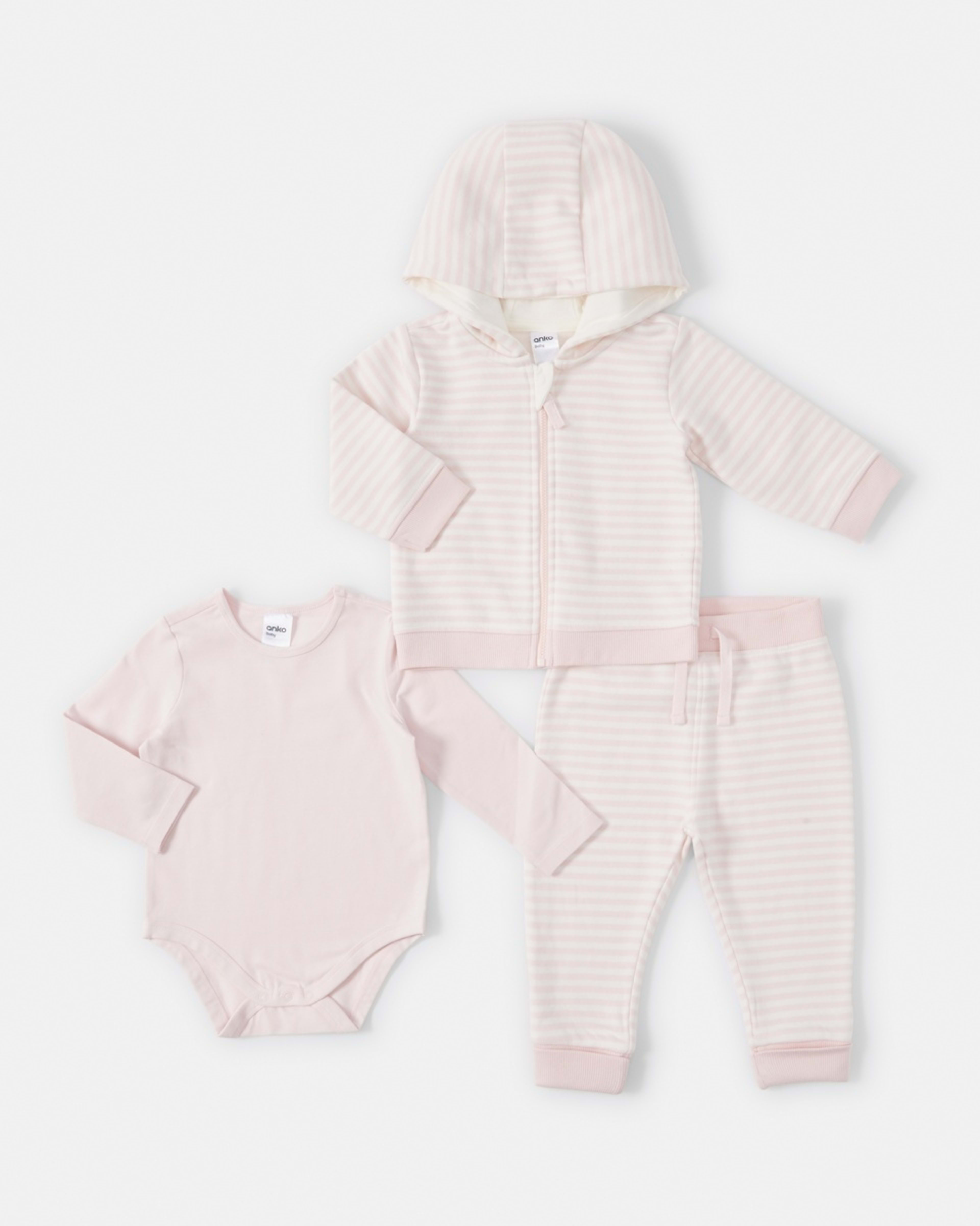 1 3 Piece Tracksuit Set Fare Pink