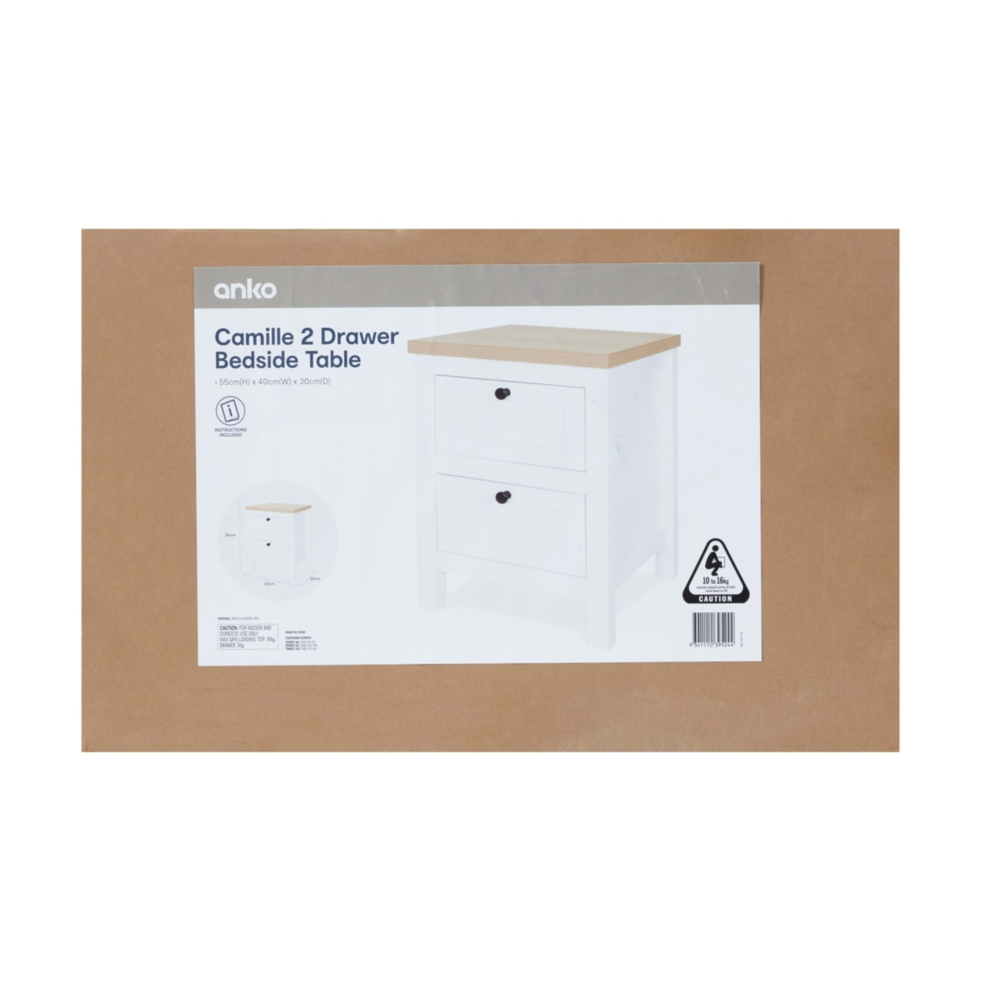 9 Camille 2 Drawer Bedside Table, 9 of 10