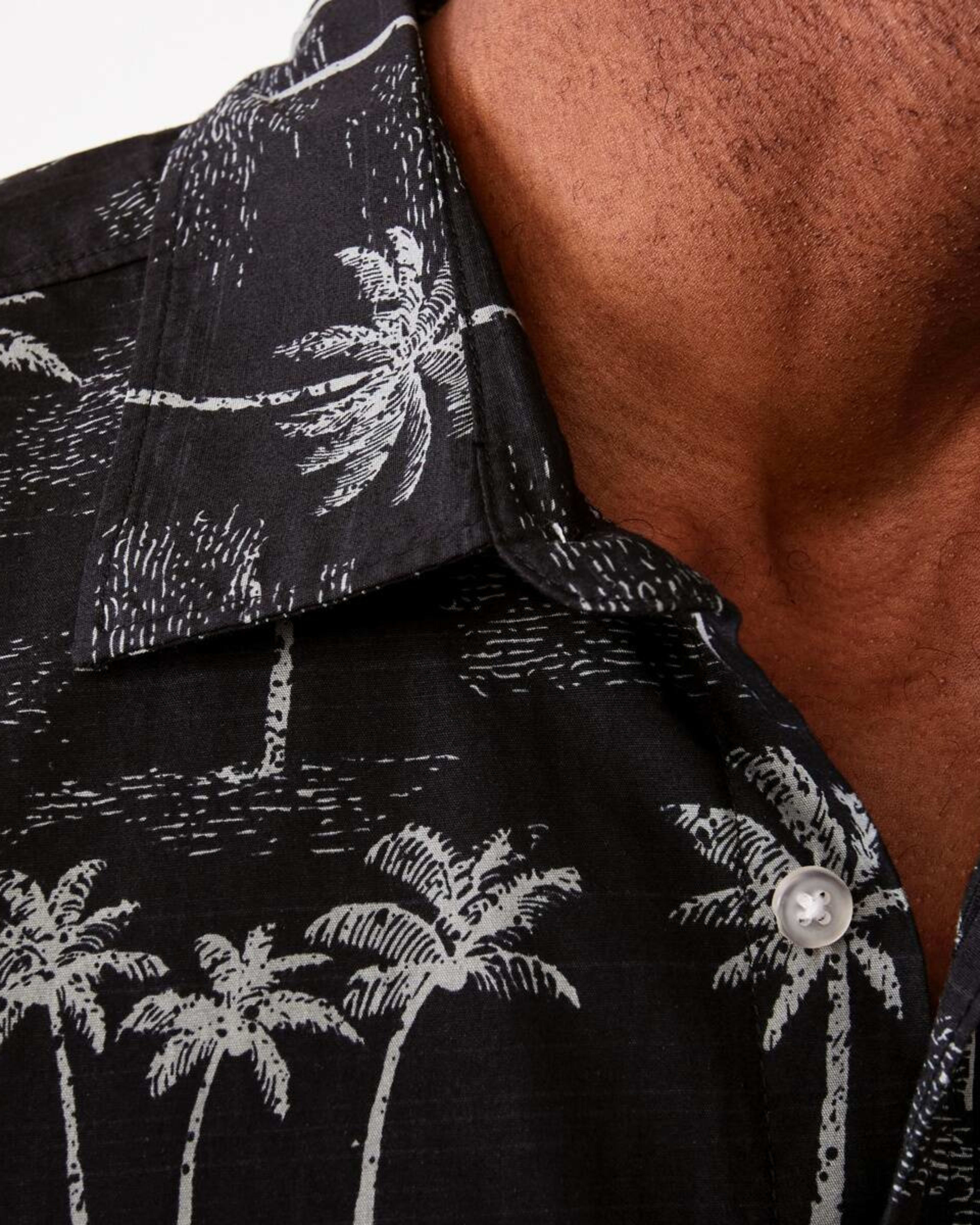 5 Short Sleeve Poplin Print Shirt Blk Palm, 5 of 6