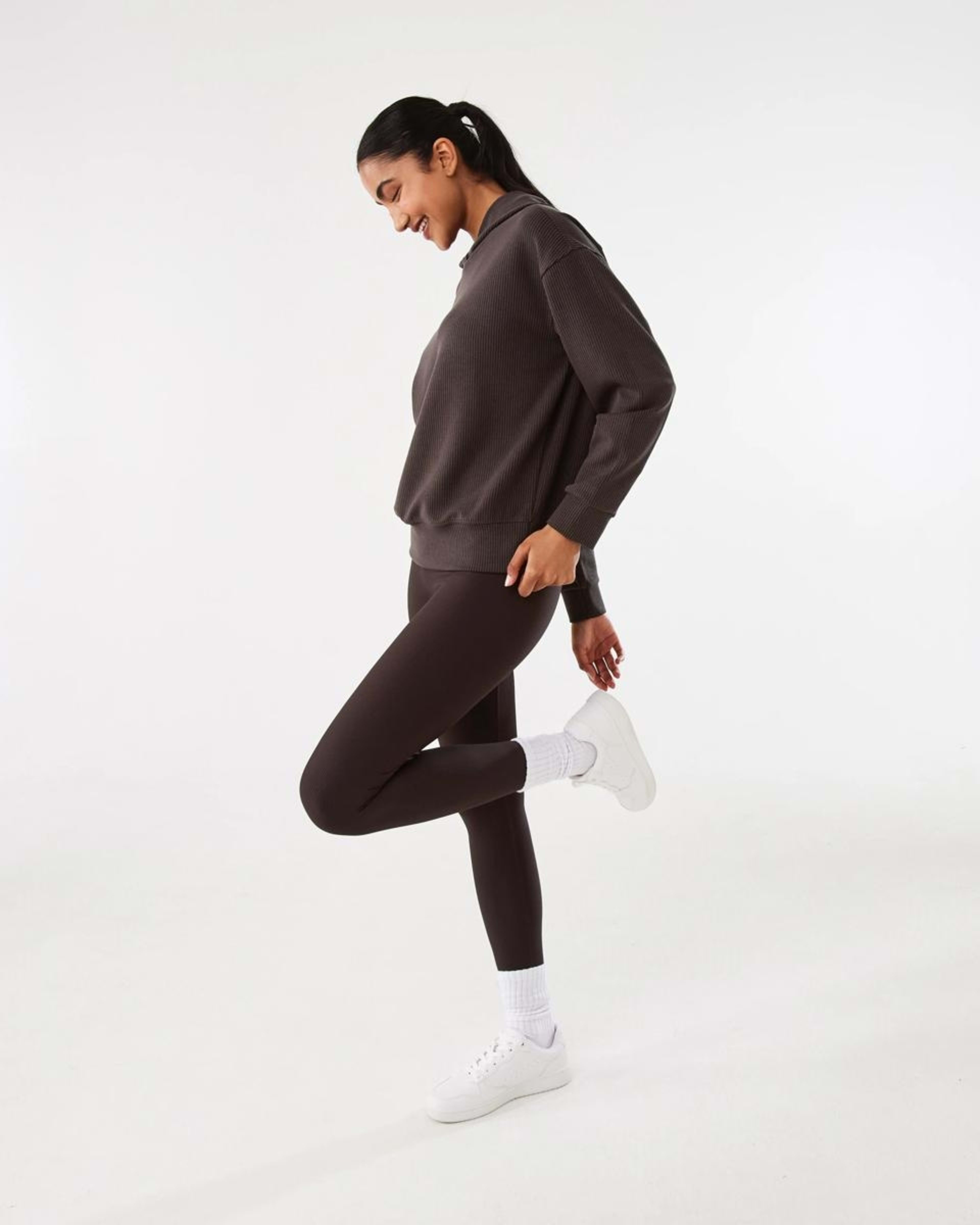 3 Active Womens Rib Leggings TUSCAN BROWN, 3 of 5