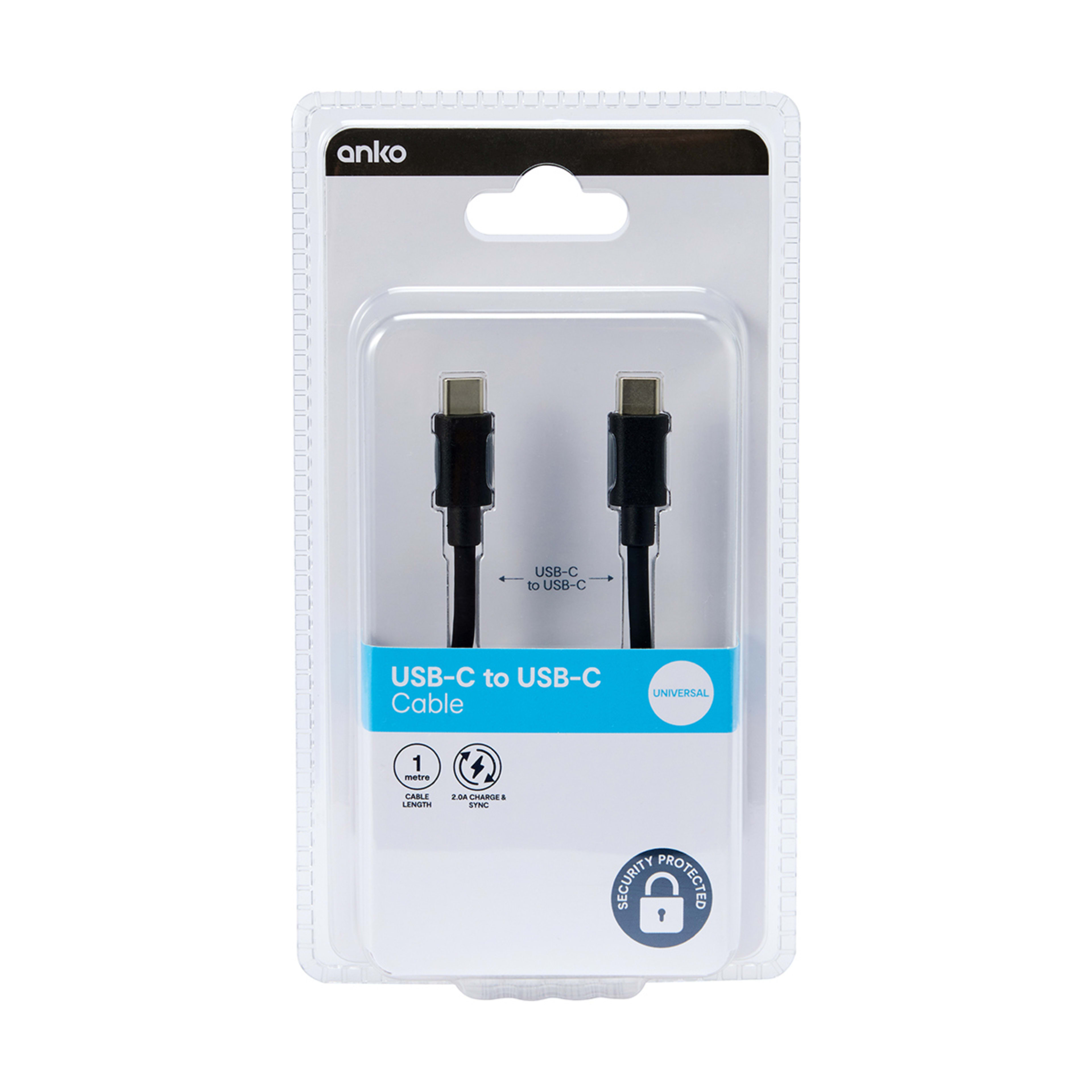 USBC to USBC Cable 1m, Black Kmart