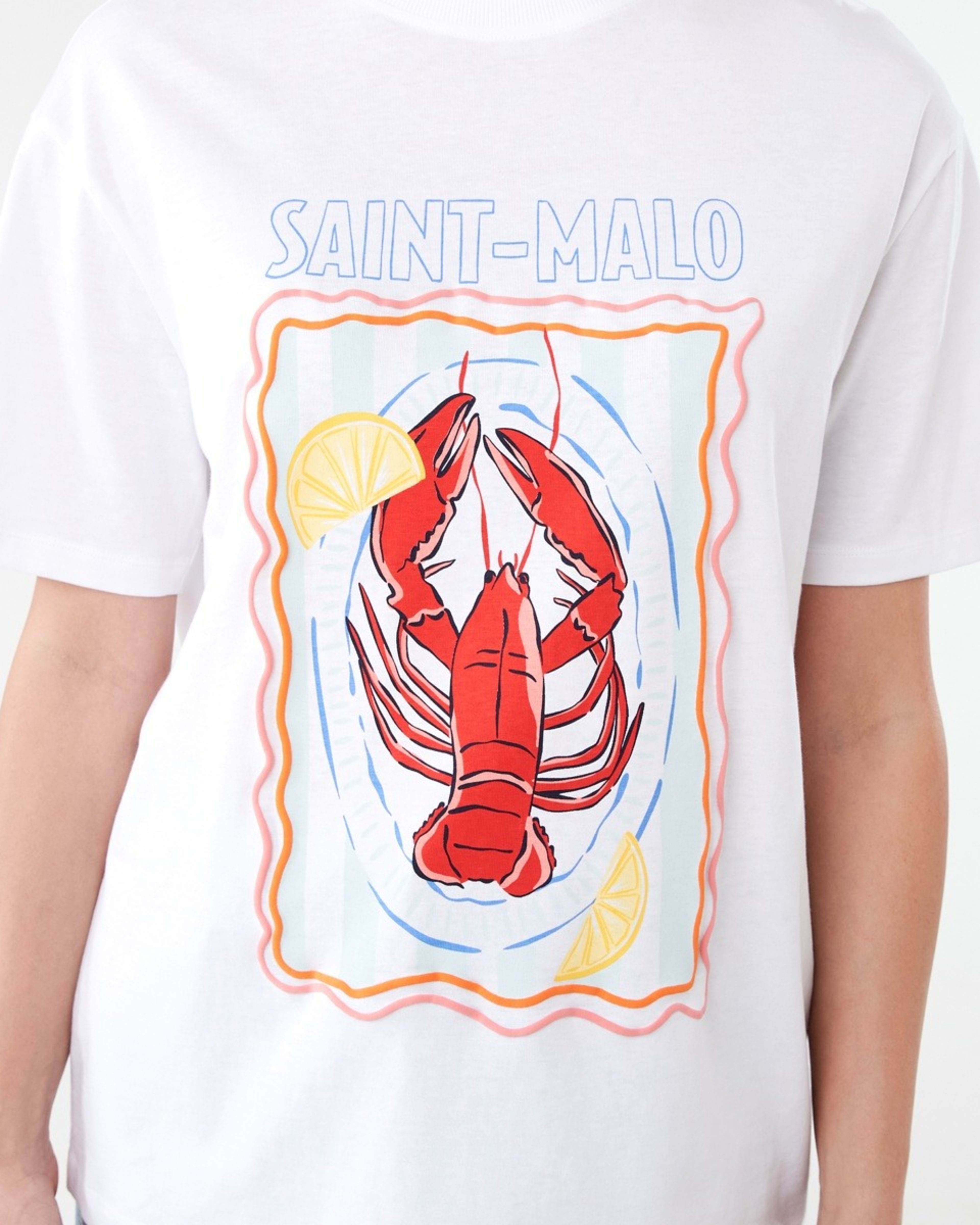 5 Short Sleeve Oversized Boyfriend T-shirt SAINT MALO WHITE, 5 of 5