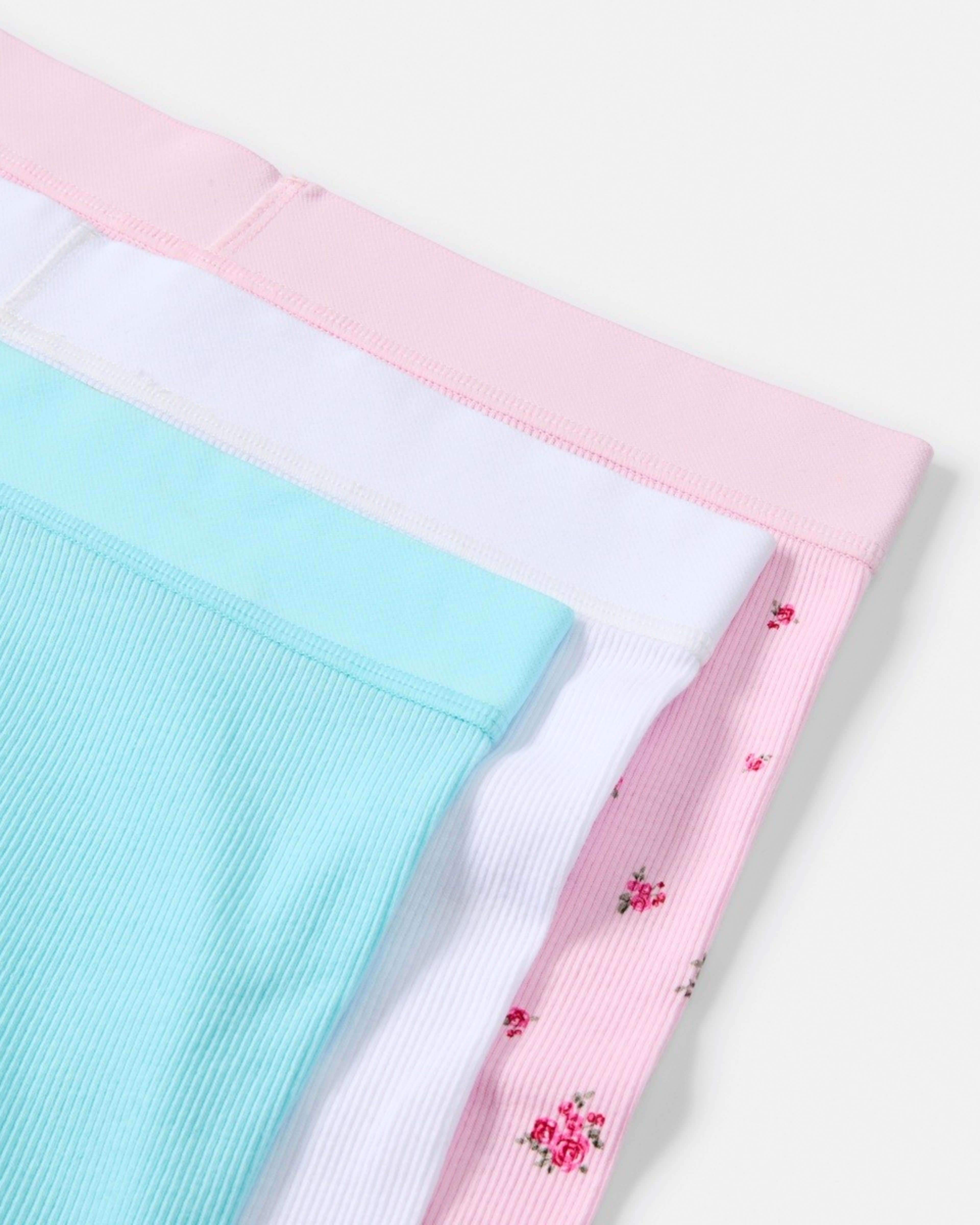 3 3 Pack Cotton Boyfriend Shorts PINK ROSE, WHITE, BRIGHT TURQUOISE, 3 of 9
