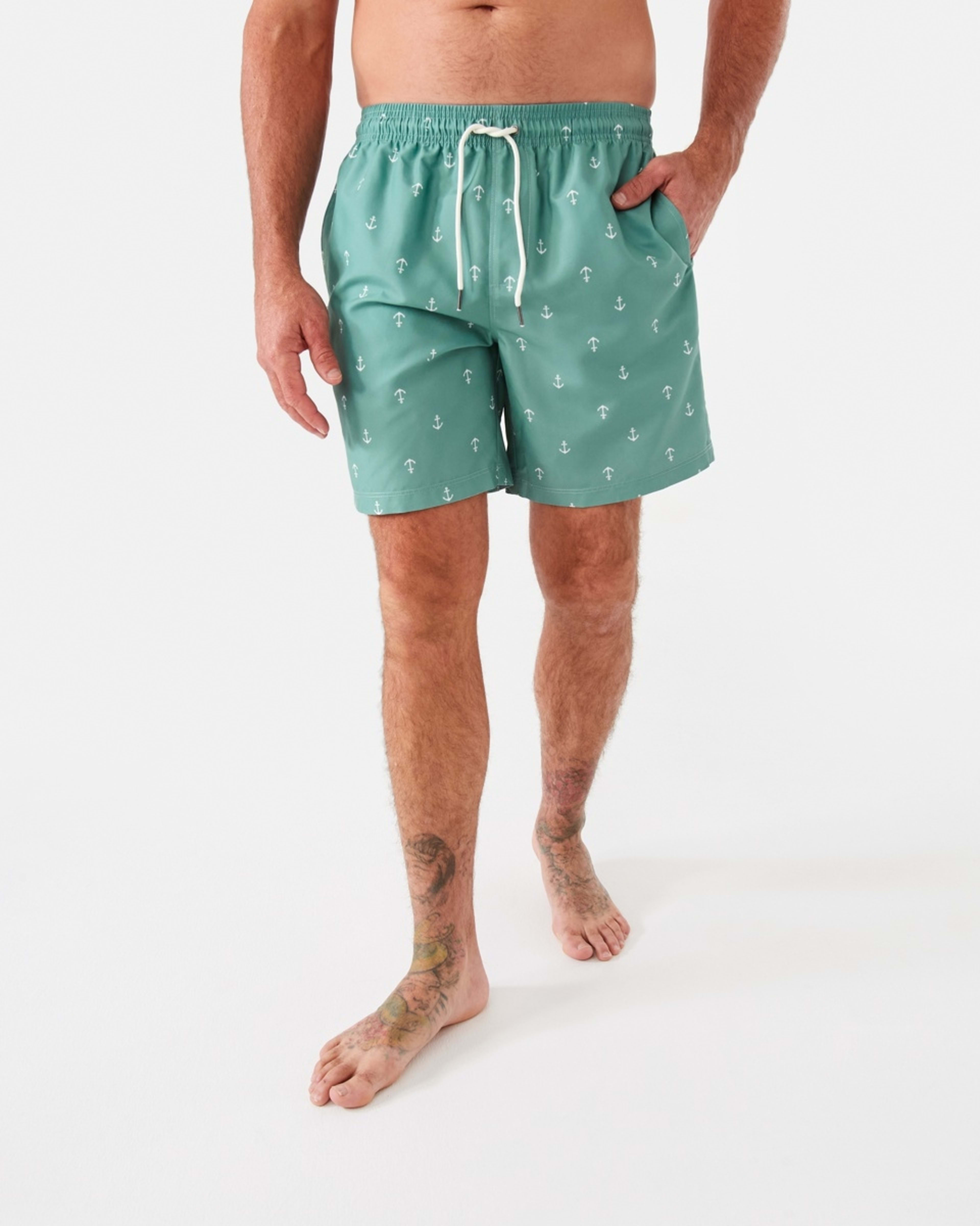 6 Mid Length Boardshorts Grn Anchor, 6 of 6