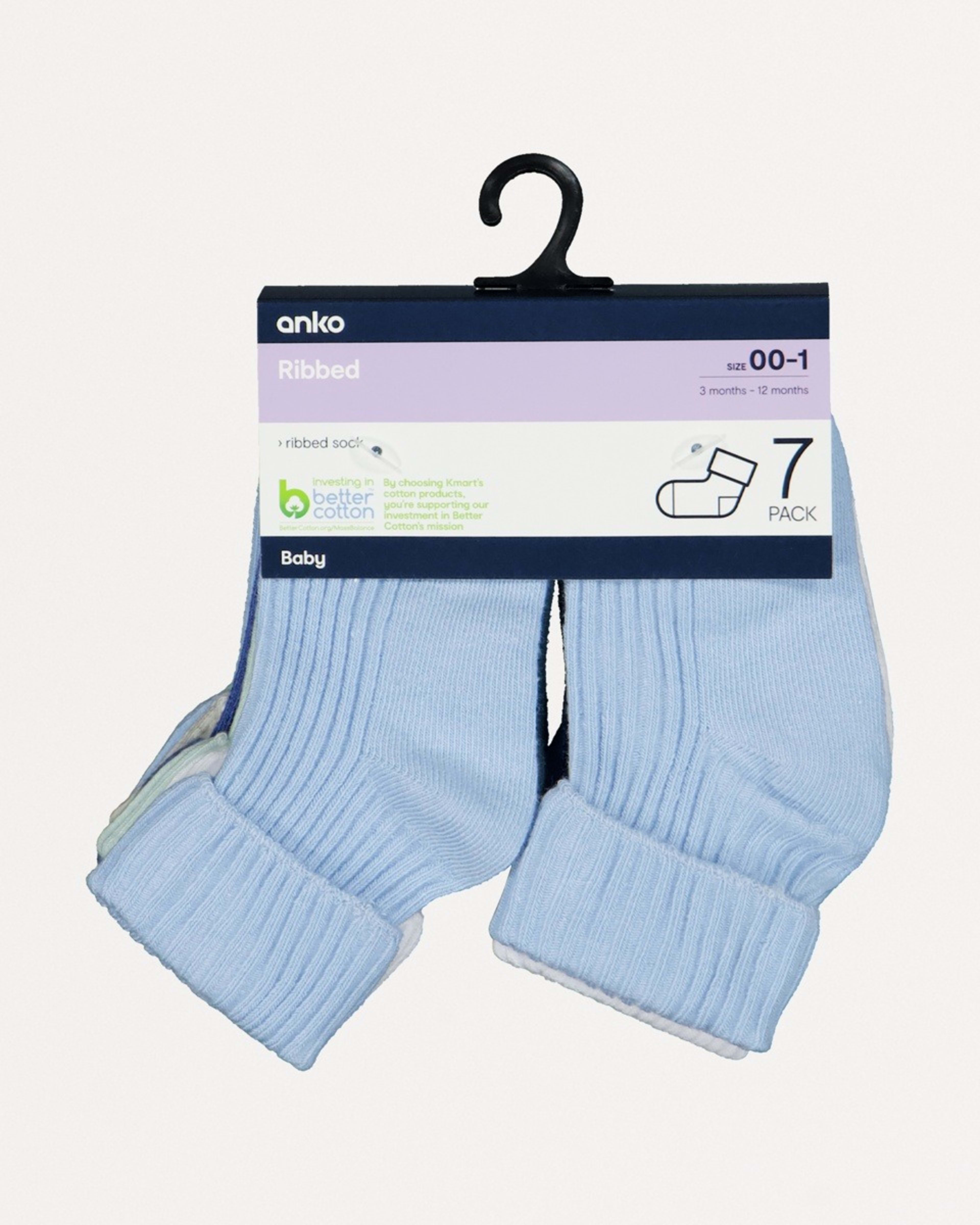 2 7 Pack Ribbed Socks Blue Pack, 2 of 2