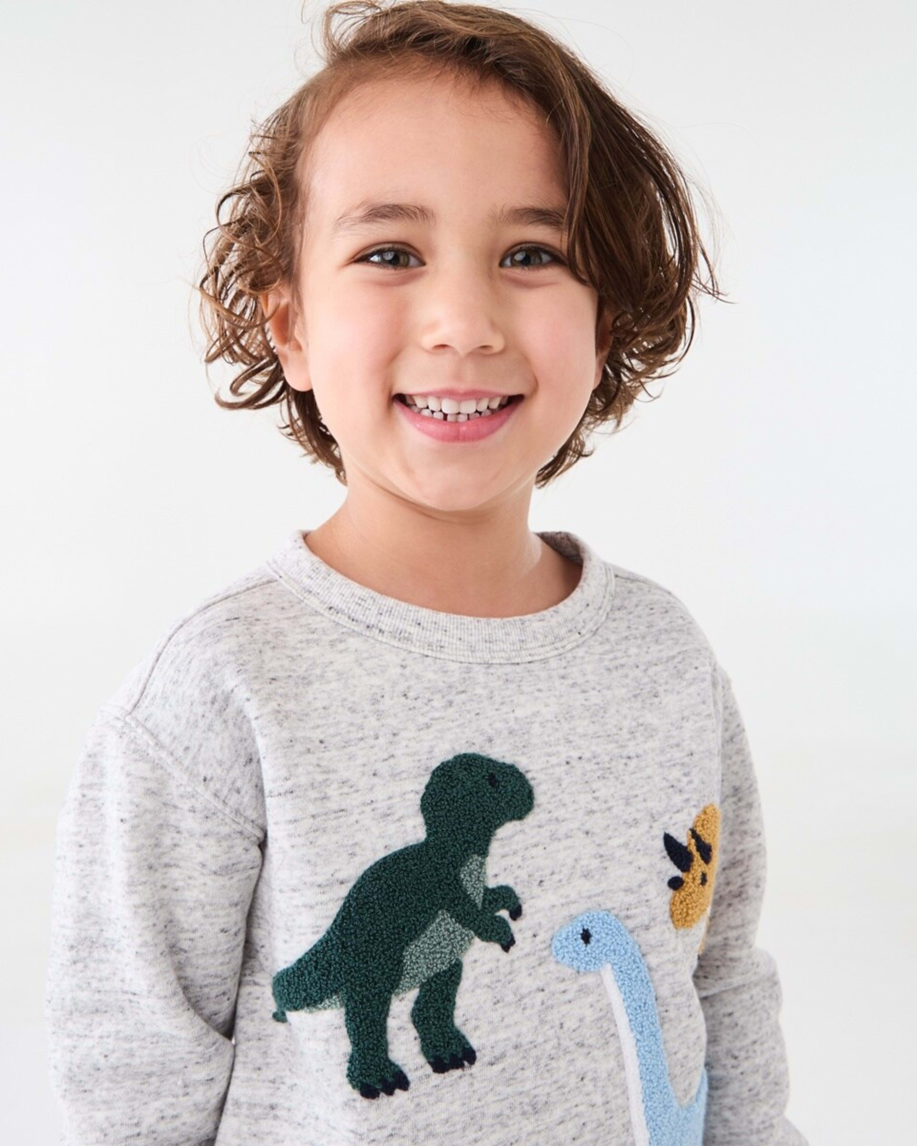 3 Boucle Crew Neck Sweatshirt Dino Boucle Grey Marle, 3 of 9
