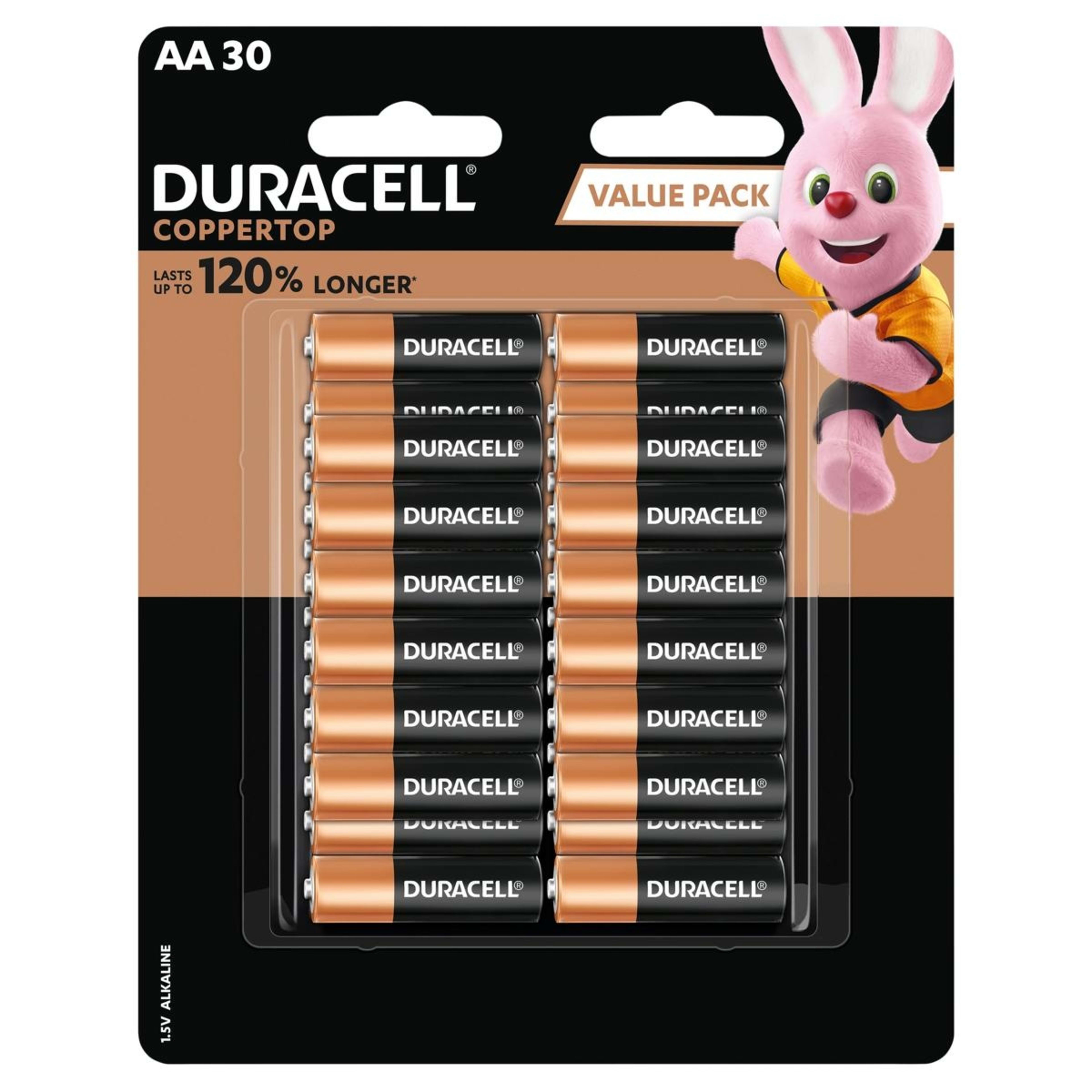 1 Duracell Coppertop Alkaline AA 30 Pack Batteries