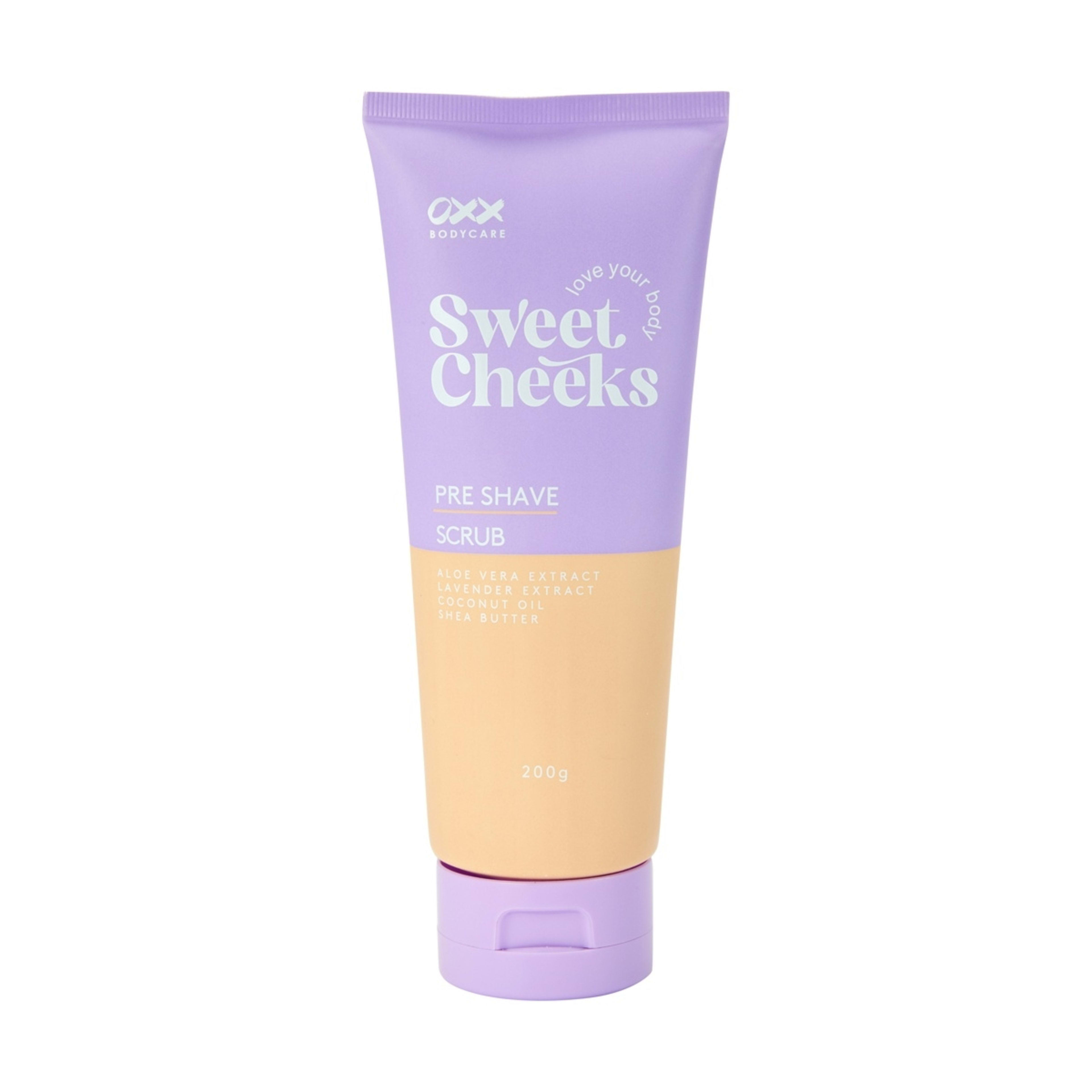 1 OXX Bodycare Sweet Cheeks Pre-Shave Scrub 200ml - Aloe Vera Extract, Lavender Extract, Coconut Oil and Shea Butter