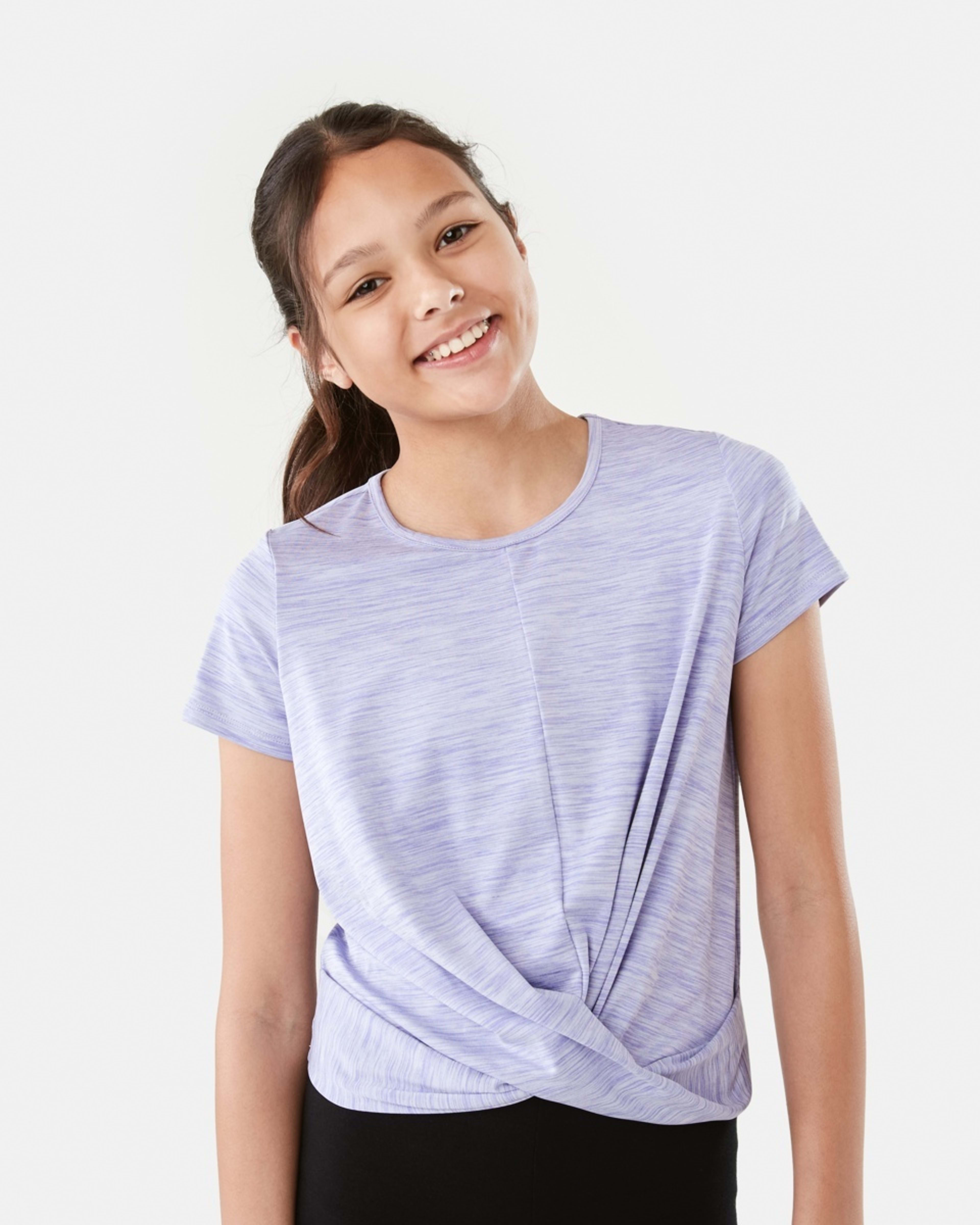1 Active Kids Twist Front T-shirt Purp Marle, 1 of 9