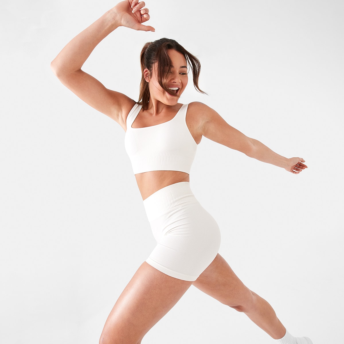 Active Womens Medium Impact Seamfree Square Neck Crop Top Kmart