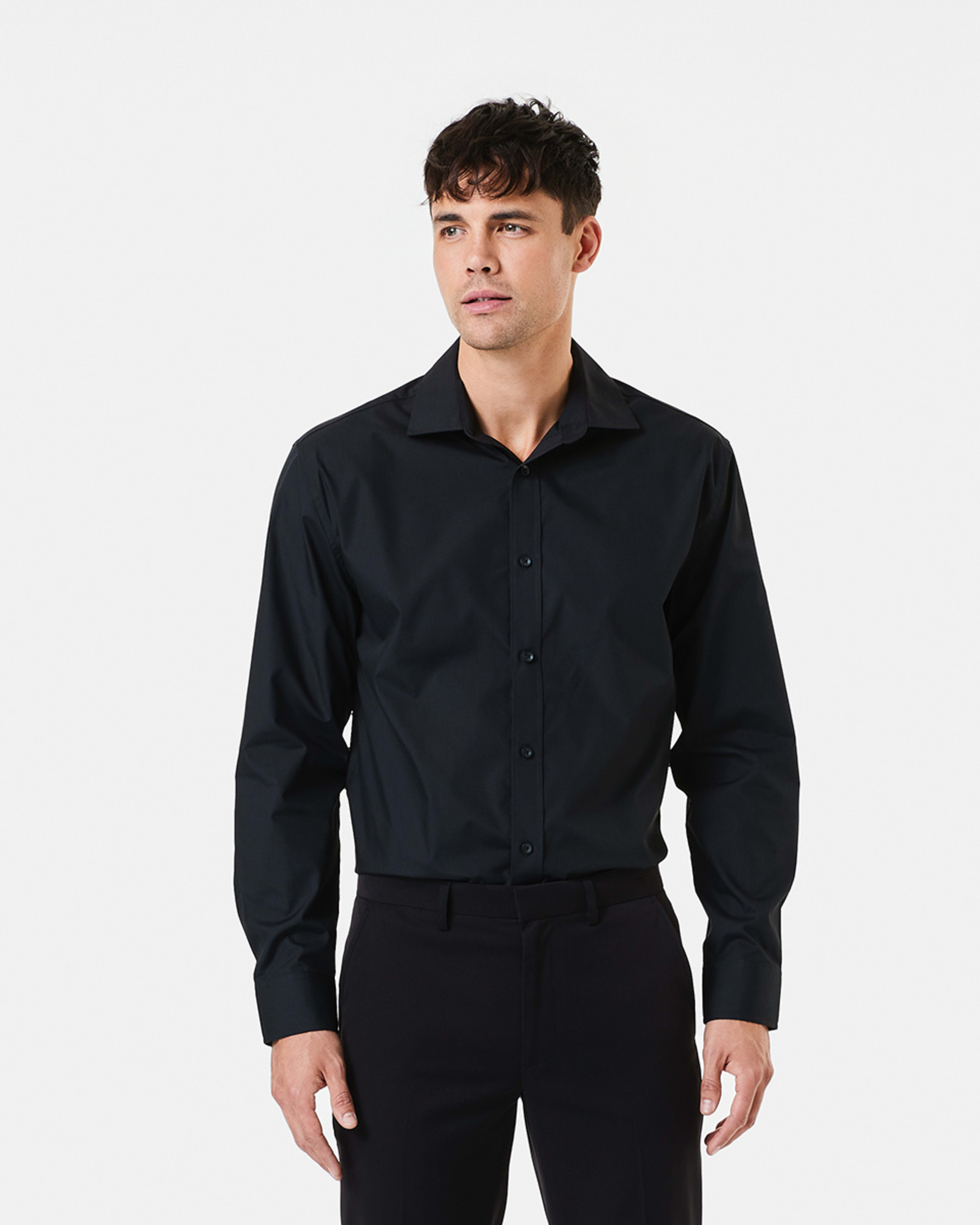 1 Work Long Sleeve Business Shirt Black