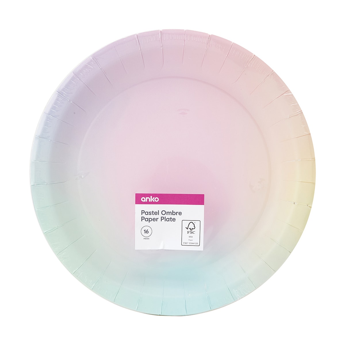 16 Pack Pastel Ombre Paper Plates Kmart