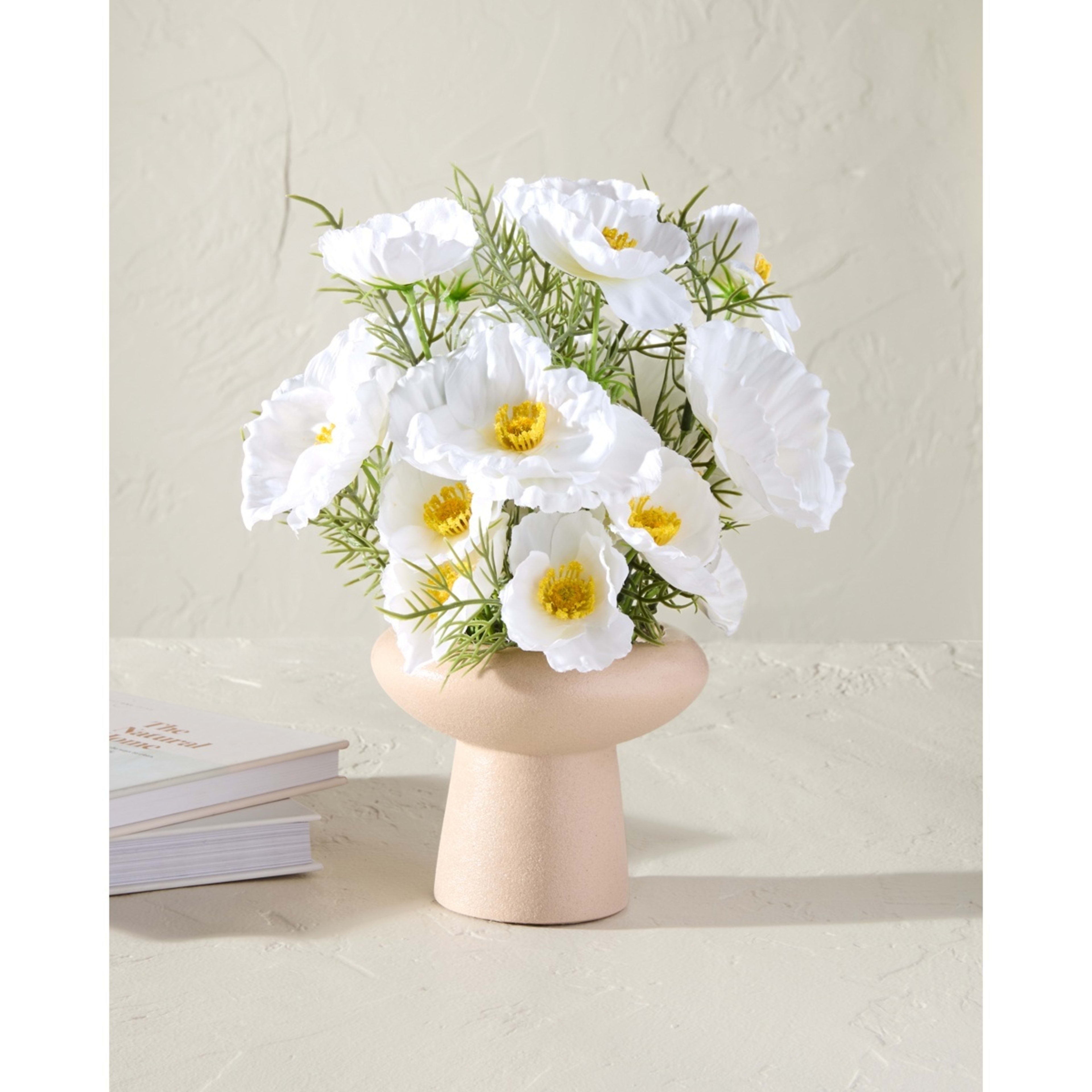 5 Artificial Poppies in Natural Vase, 5 of 5