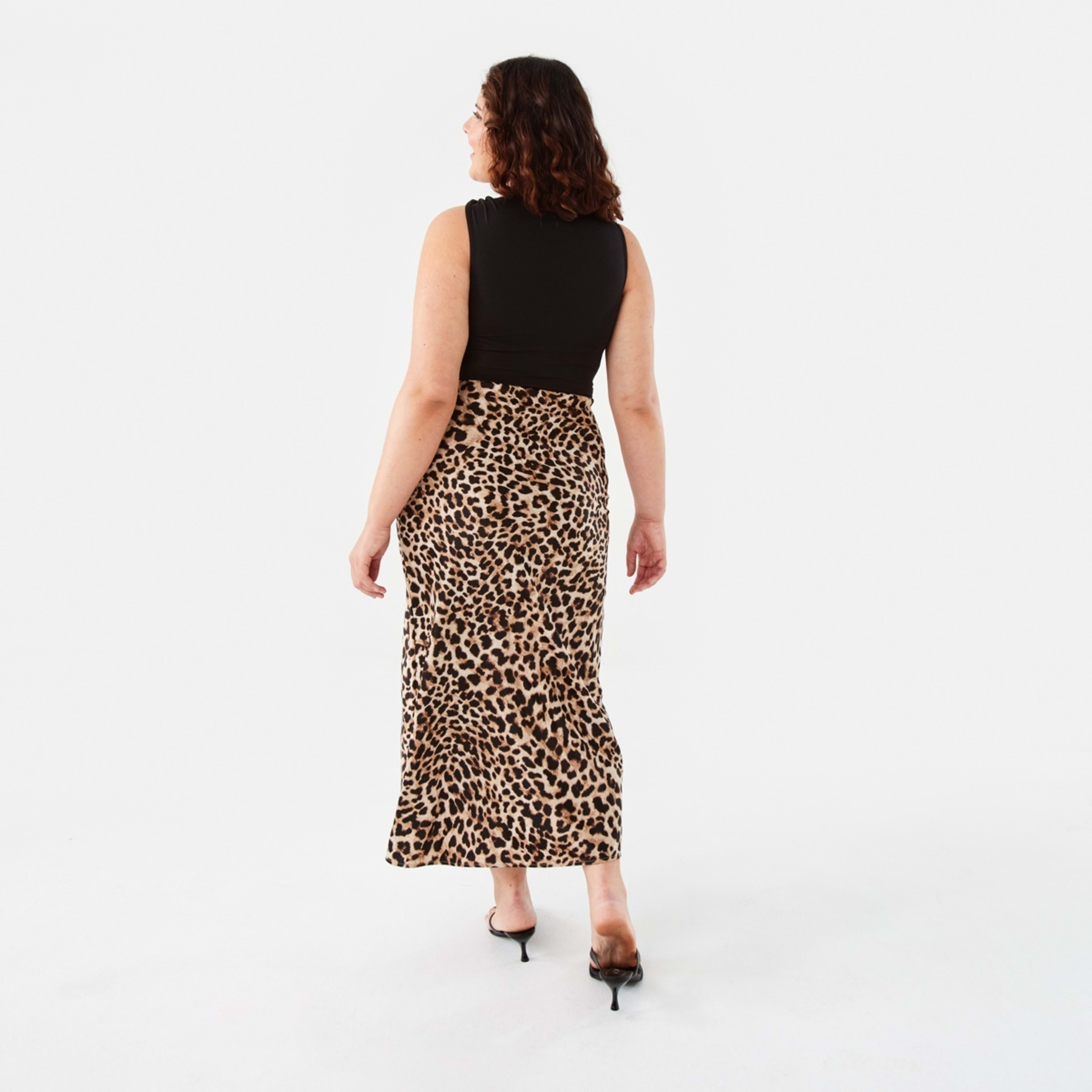 4 Satin Slip Maxi Skirt Leopard Brown Coco, 4 of 8