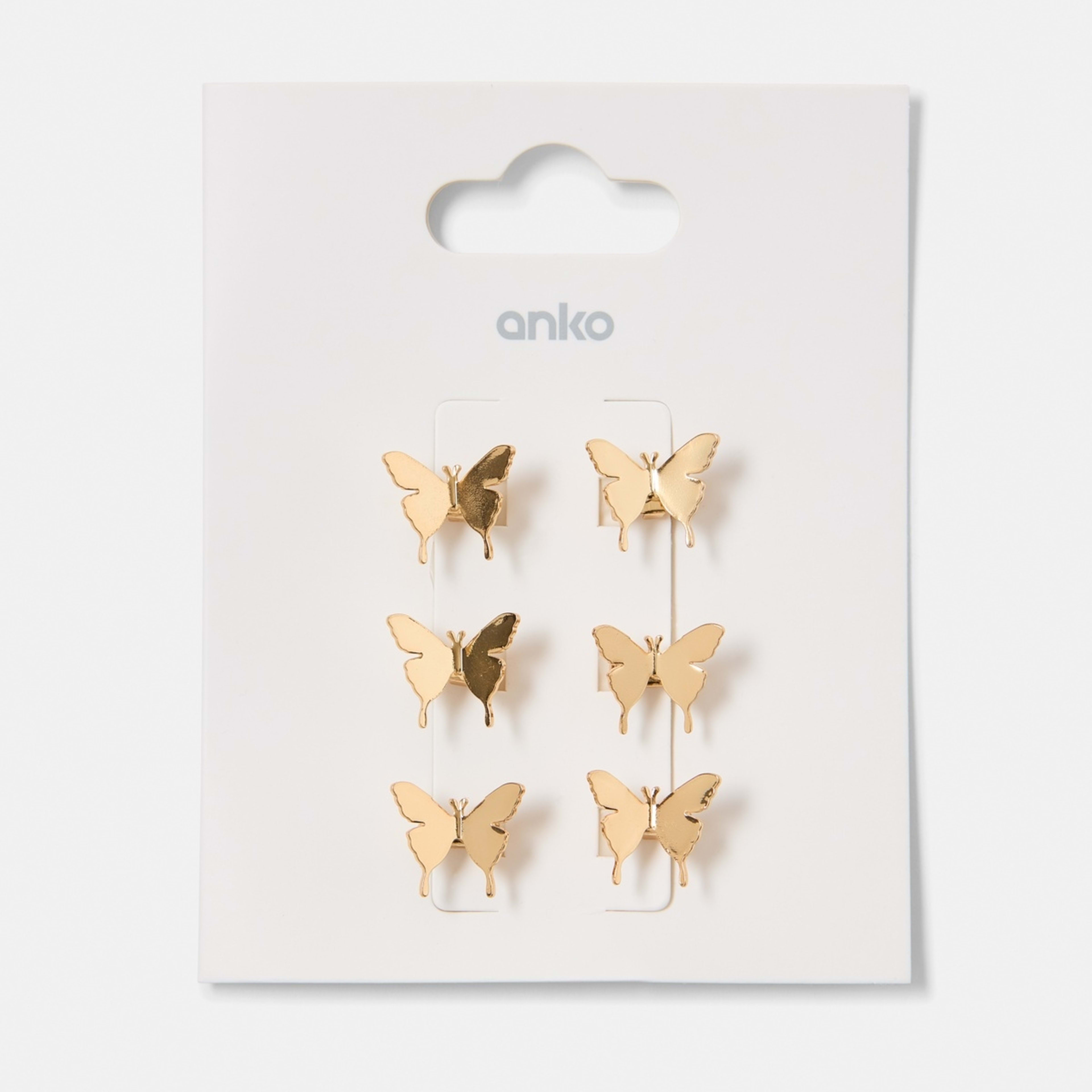 4 6 Pack Gold Tone Mini Butterfly Hair Clips, 4 of 4