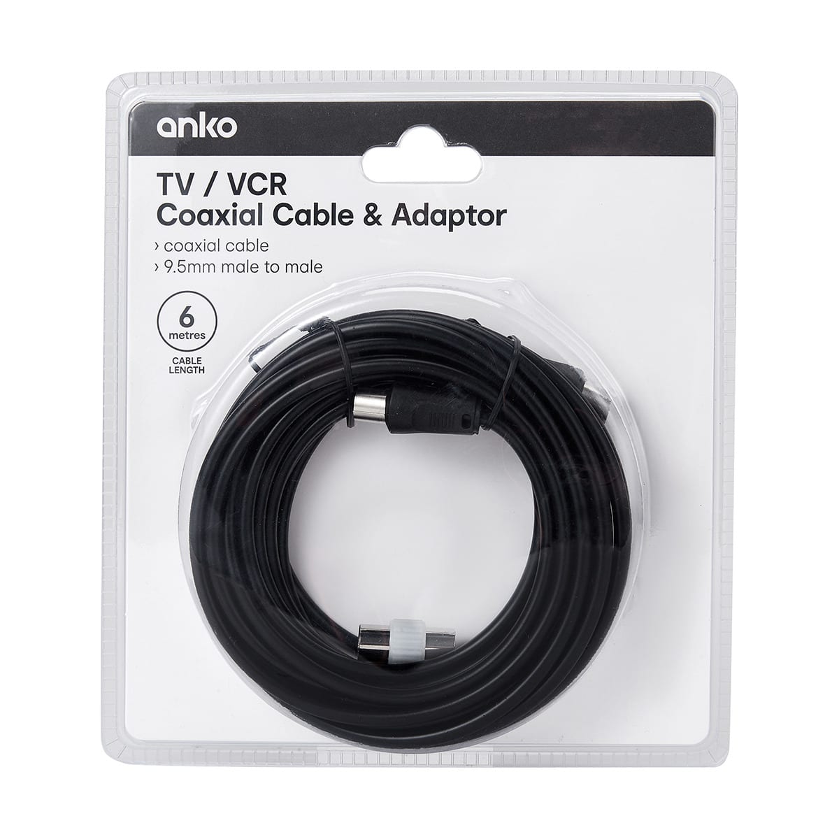 Coaxial Antenna Cable with Adaptor 6m Kmart