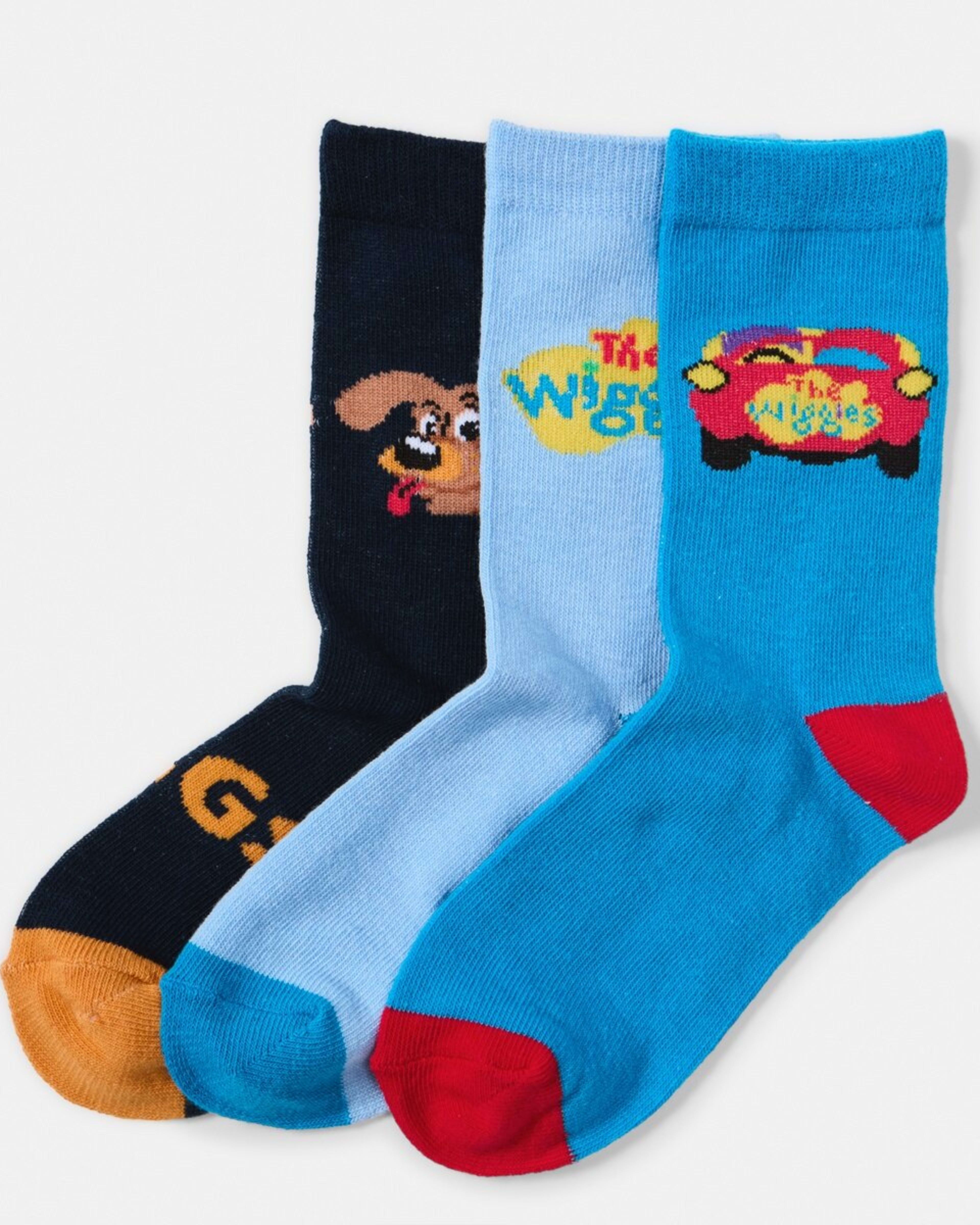1 3 Pack The Wiggles License Crew Socks Wiggles