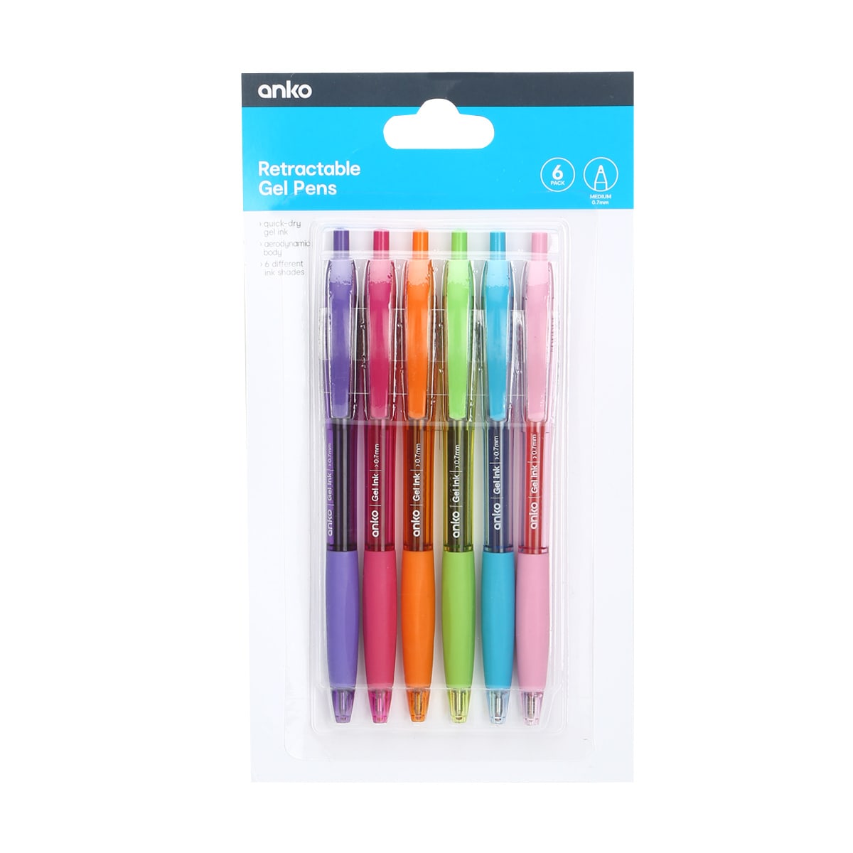 6 Pack Retractable Gel Pens Kmart