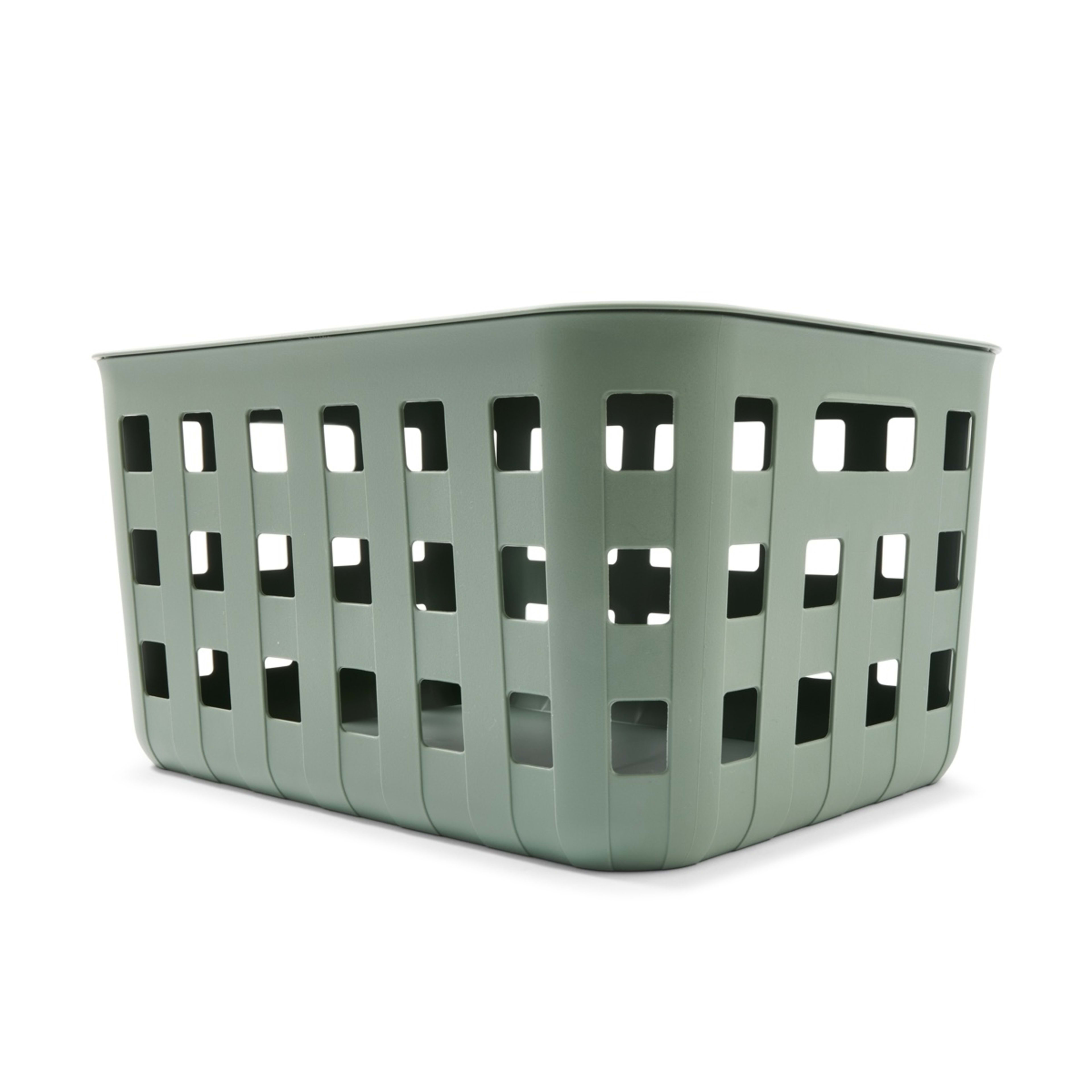 1 28L Rectangle Trellis Basket with Lid - Green, 1 of 9
