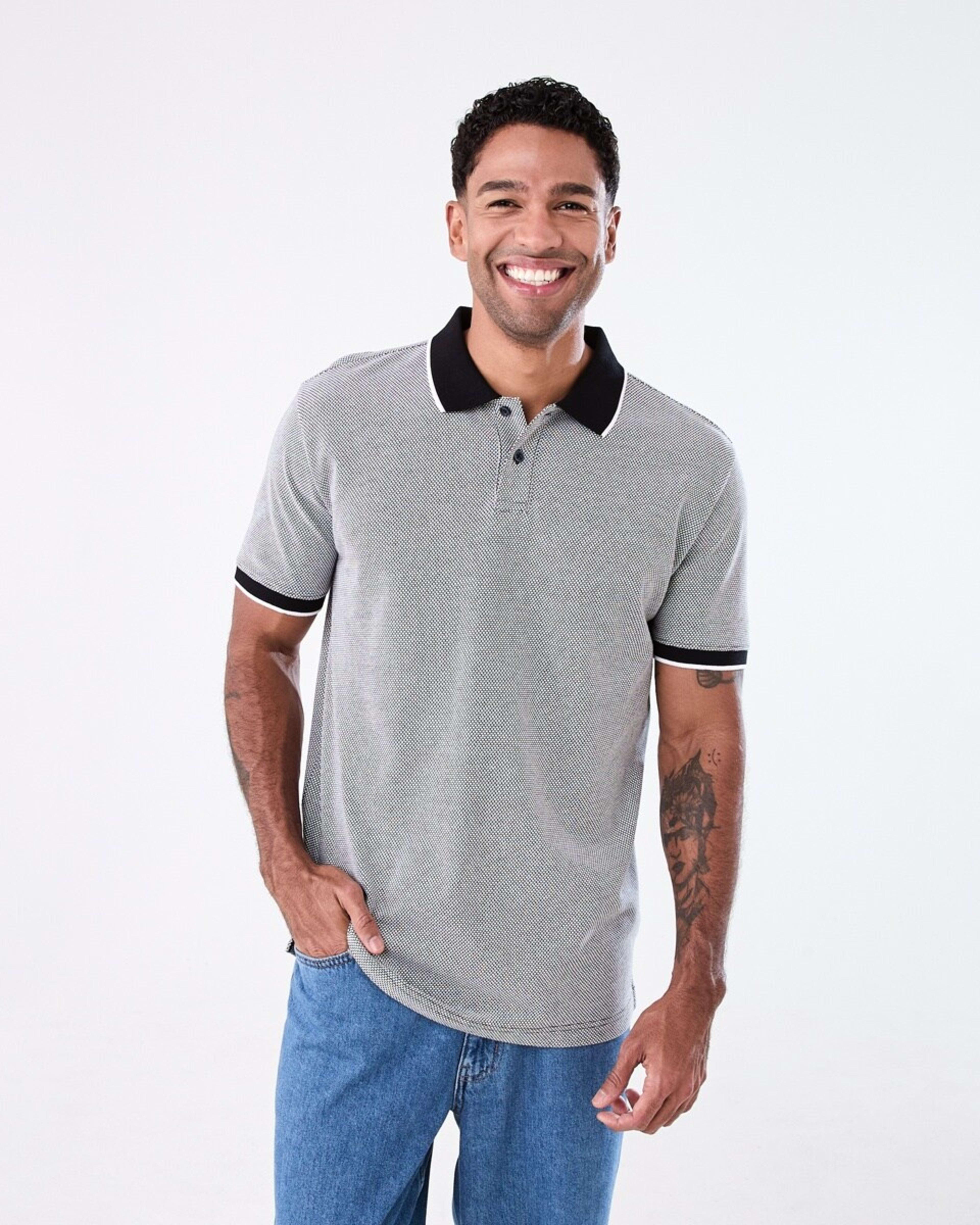 1 Jacquard Polo Shirt JACQUARD BLACK